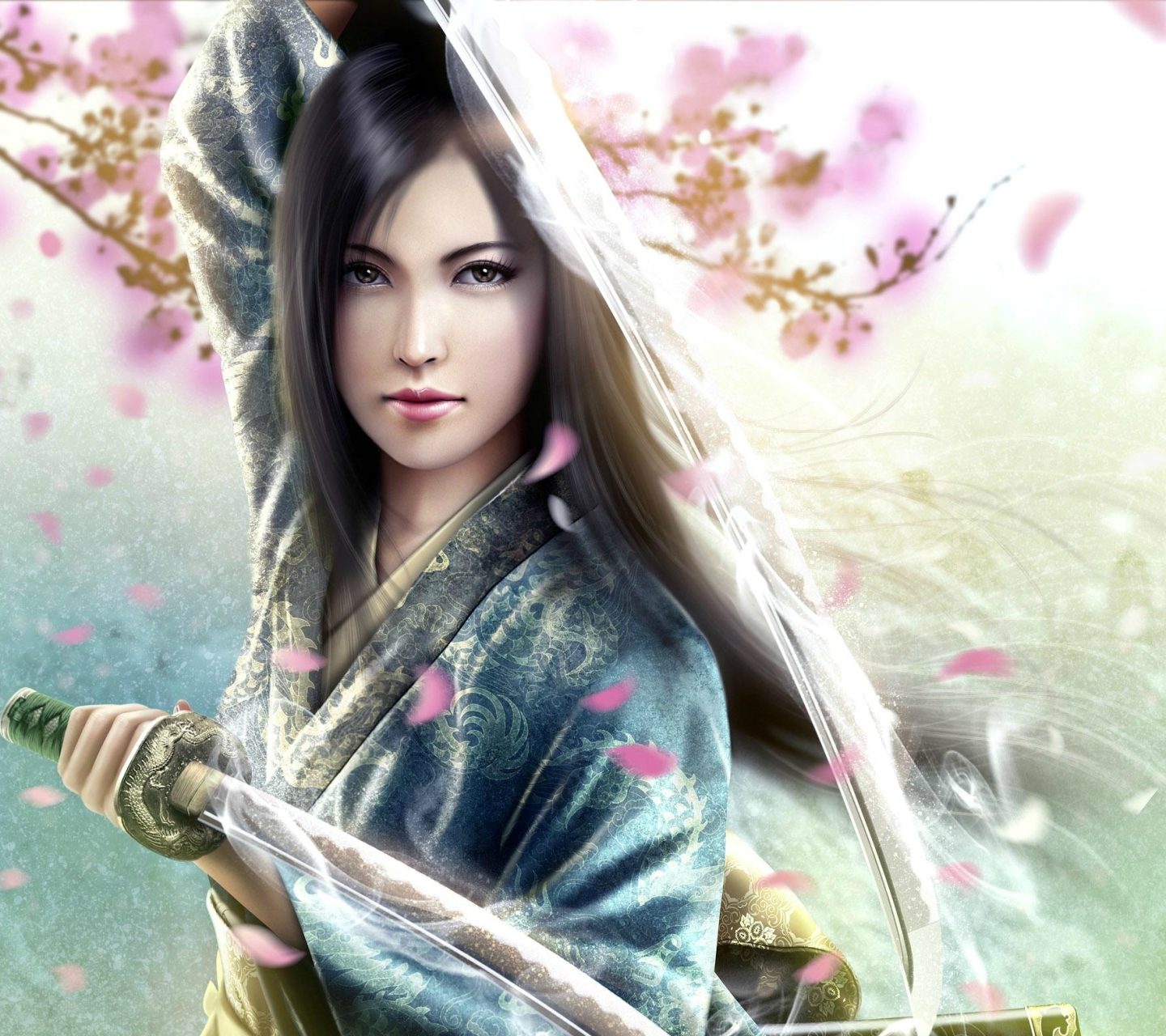 Laden Sie das Fantasie, Schwert, Kirschblüte, Asiatisch, Legende Der Fünf Ringe, Asiatinnen-Bild kostenlos auf Ihren PC-Desktop herunter