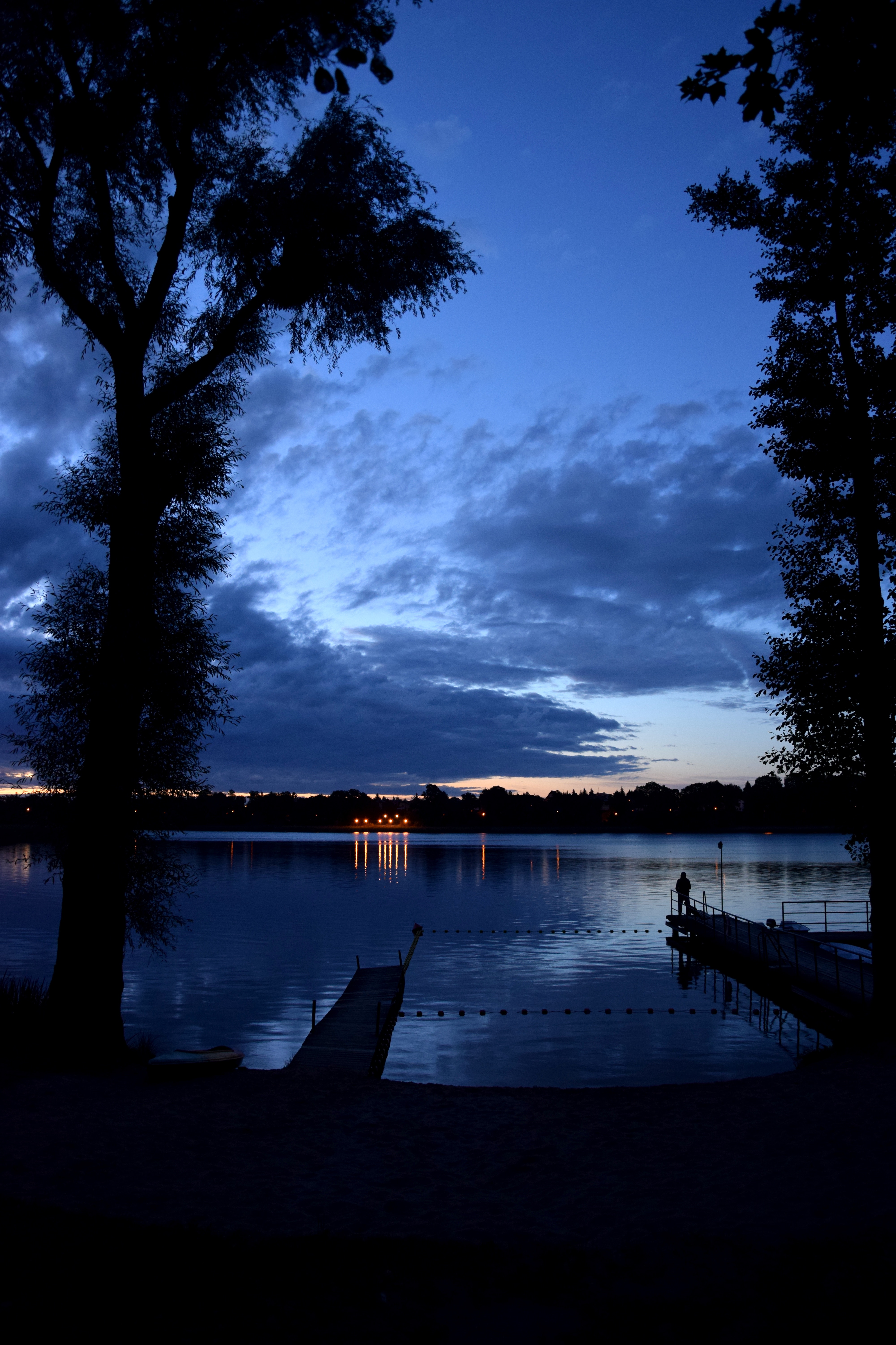 Free download wallpaper Nature, Rivers, Silhouette, Privacy, Seclusion, Pier, Night on your PC desktop