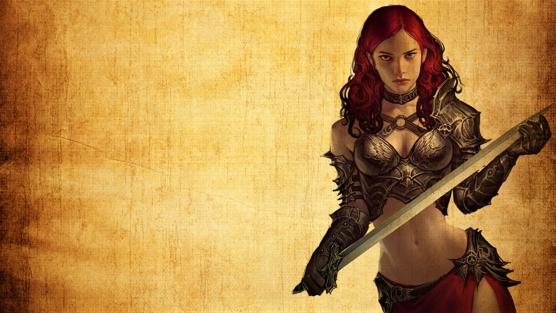 Baixe gratuitamente a imagem Fantasia, Arma, Armaduras, Espada, Cabelo Vermelho, Guerreira, Mulher Guerreira na área de trabalho do seu PC