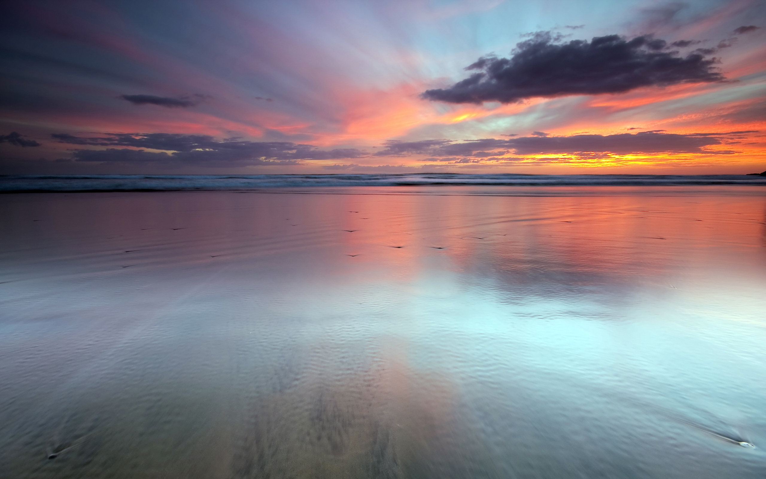 Free download wallpaper Sunset, Beach, Earth, Colors, Cloud, Wave on your PC desktop