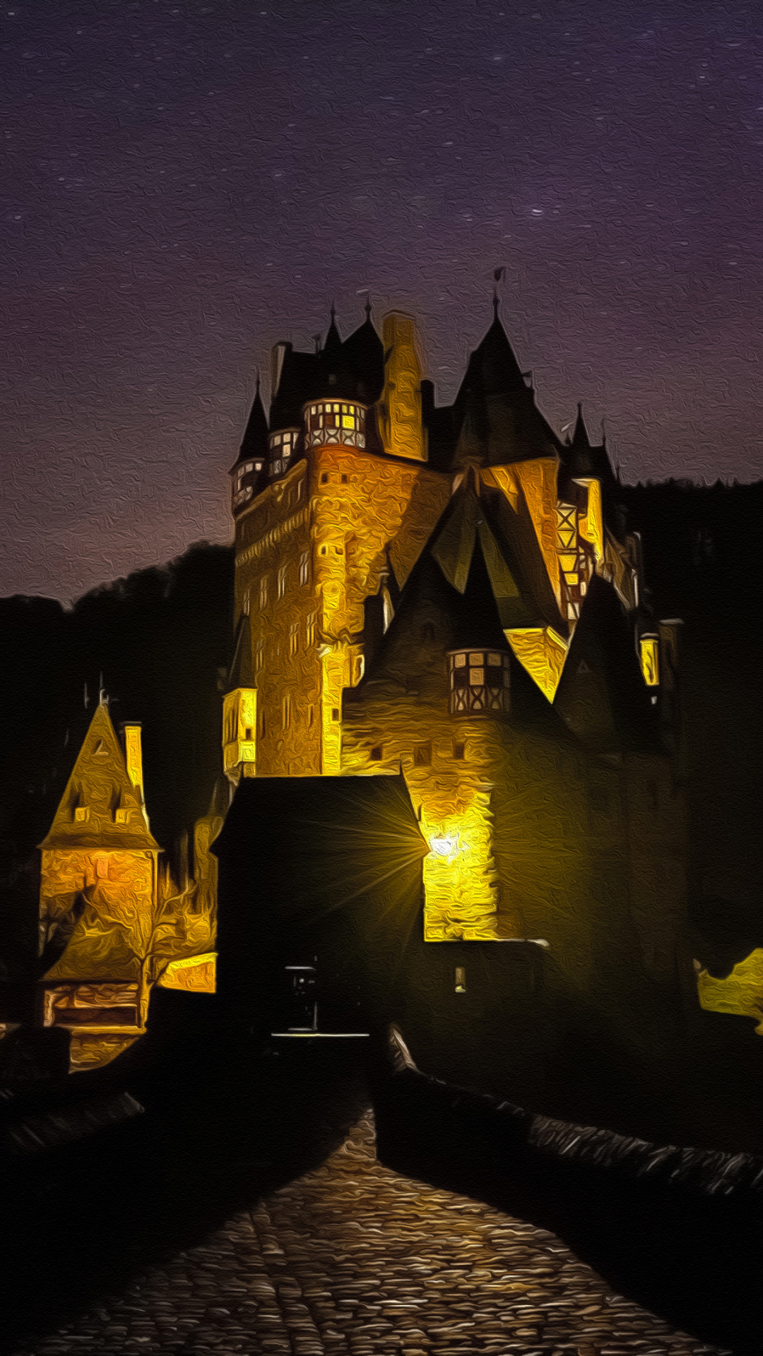 Download mobile wallpaper Night, Castles, Building, Eltz Castle, Man Made for free.