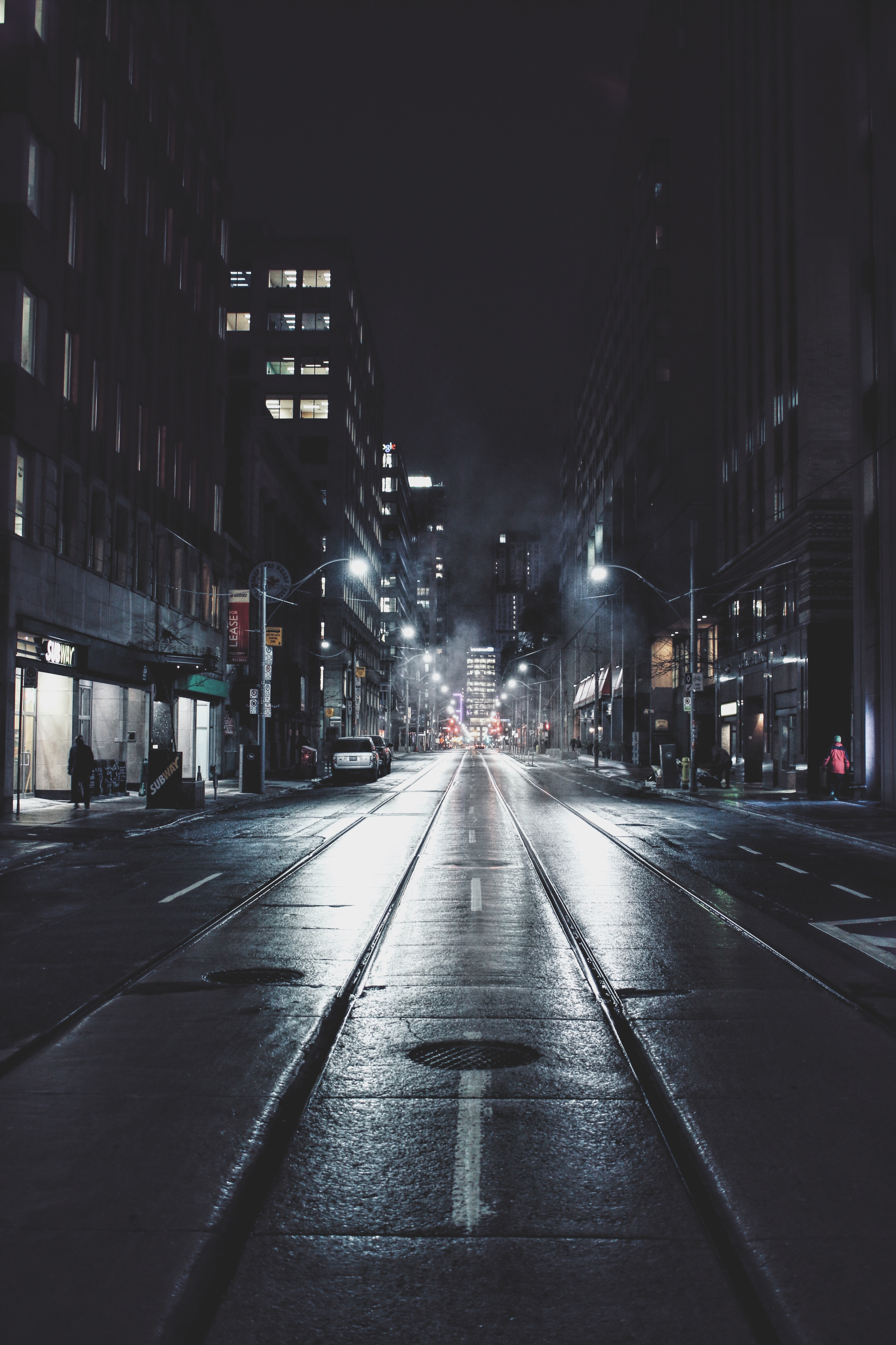 android night city, toronto, cities, building, canada, road, street