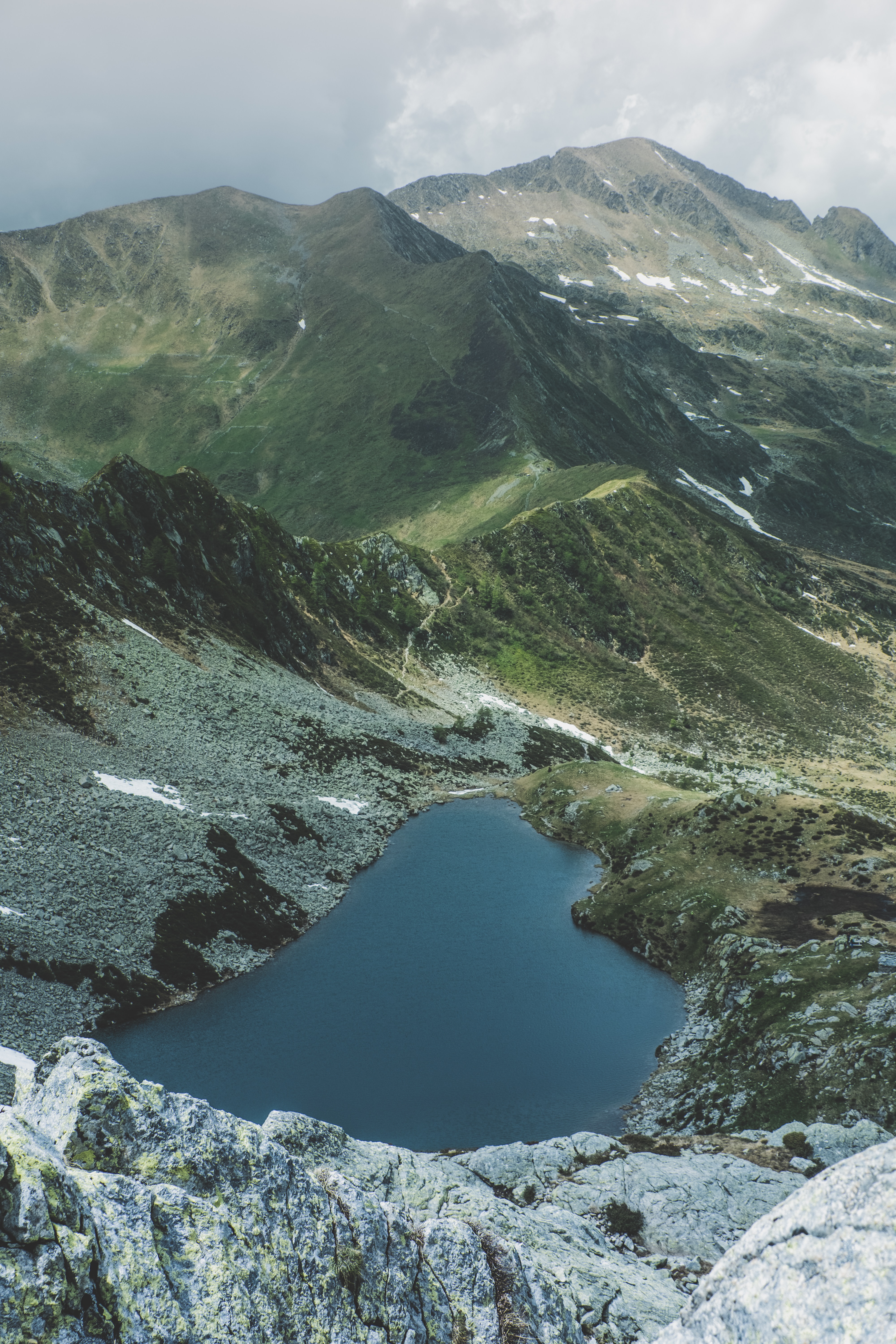 mountain range, landscape, nature, mountains, view from above, lake