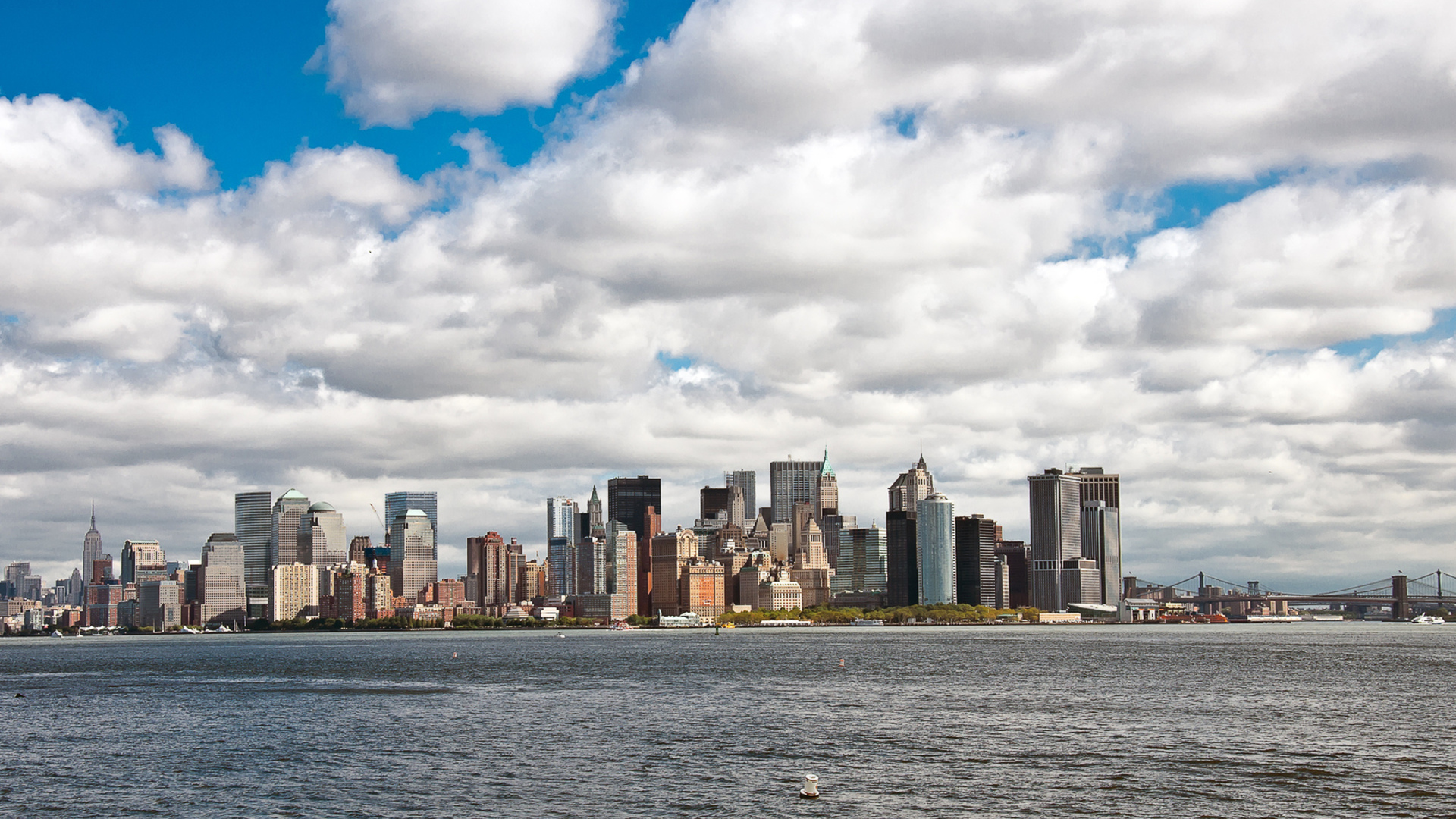 Скачать обои бесплатно Города, Облака, Город, Нью Йорк, Сделано Человеком картинка на рабочий стол ПК