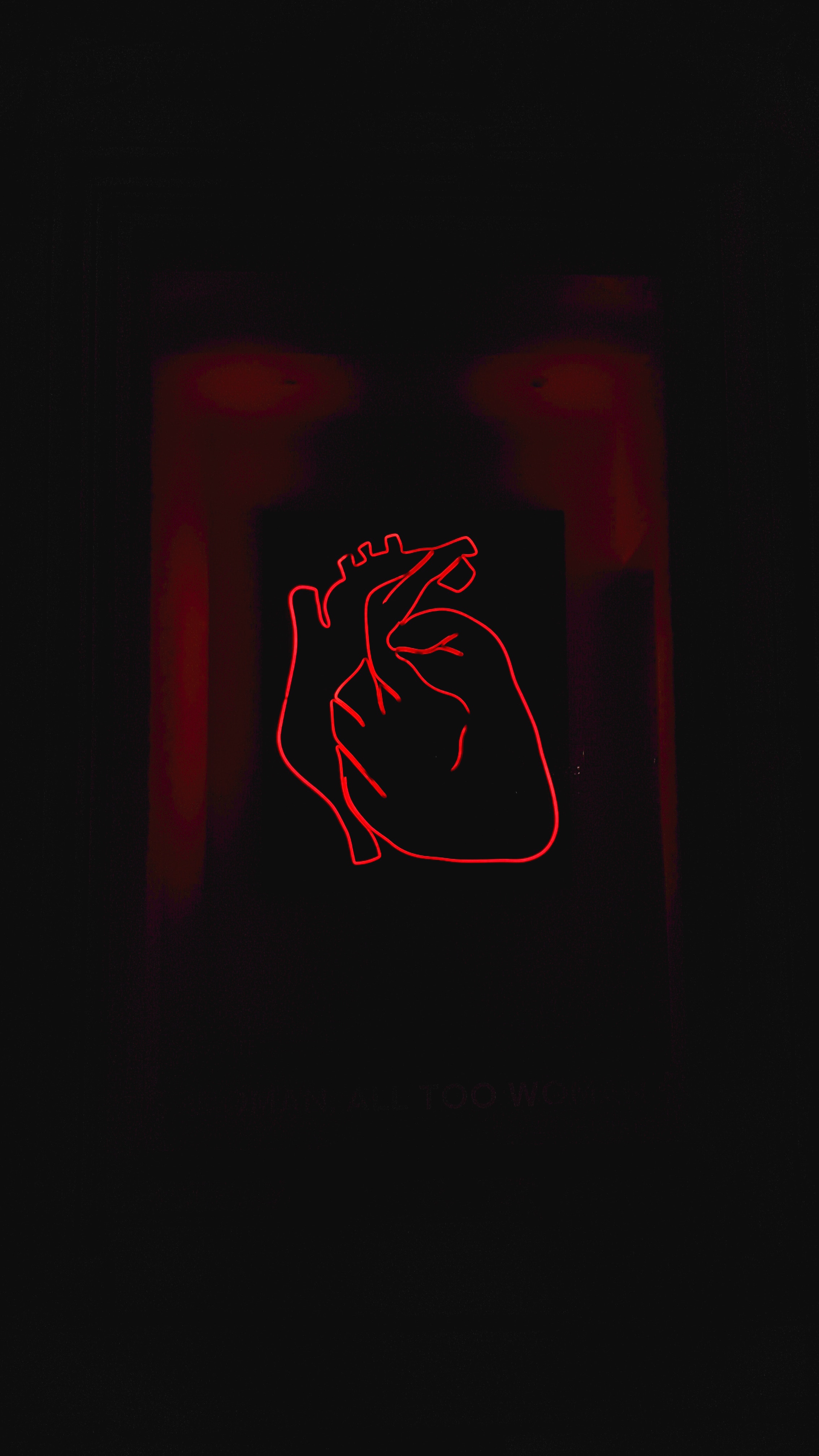 Download mobile wallpaper Neon, Dark, Art, Heart for free.
