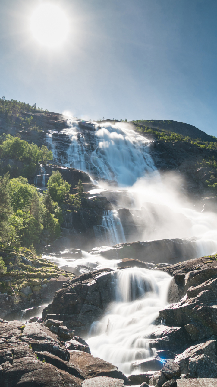 Handy-Wallpaper Natur, Wasserfälle, Wasserfall, Norwegen, Erde/natur kostenlos herunterladen.