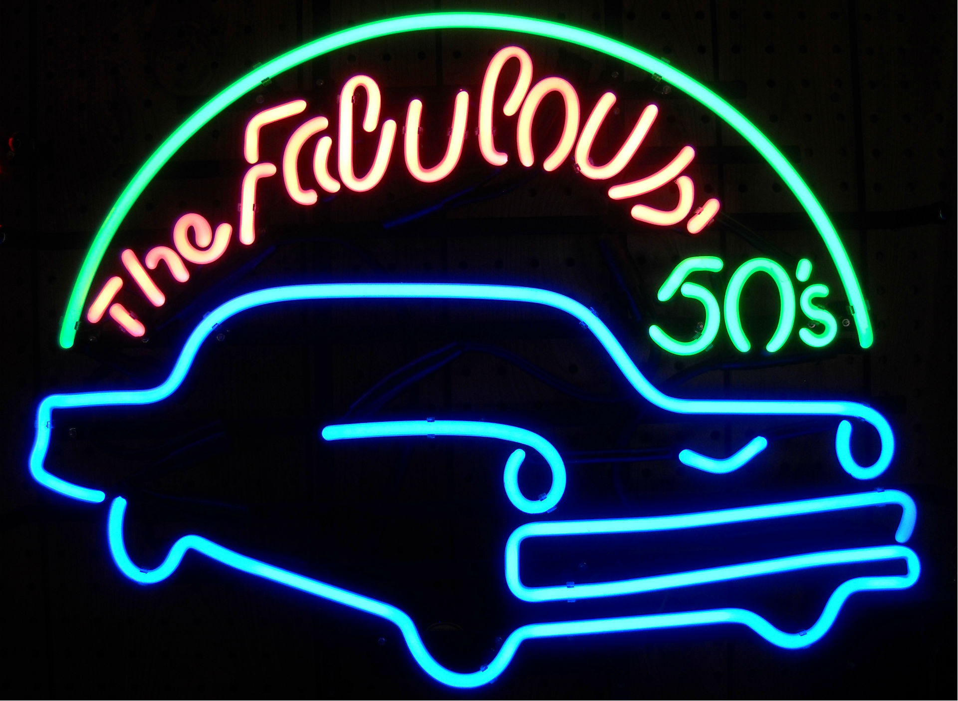 photography, neon, car, classic car, neon sign, sign, vehicle