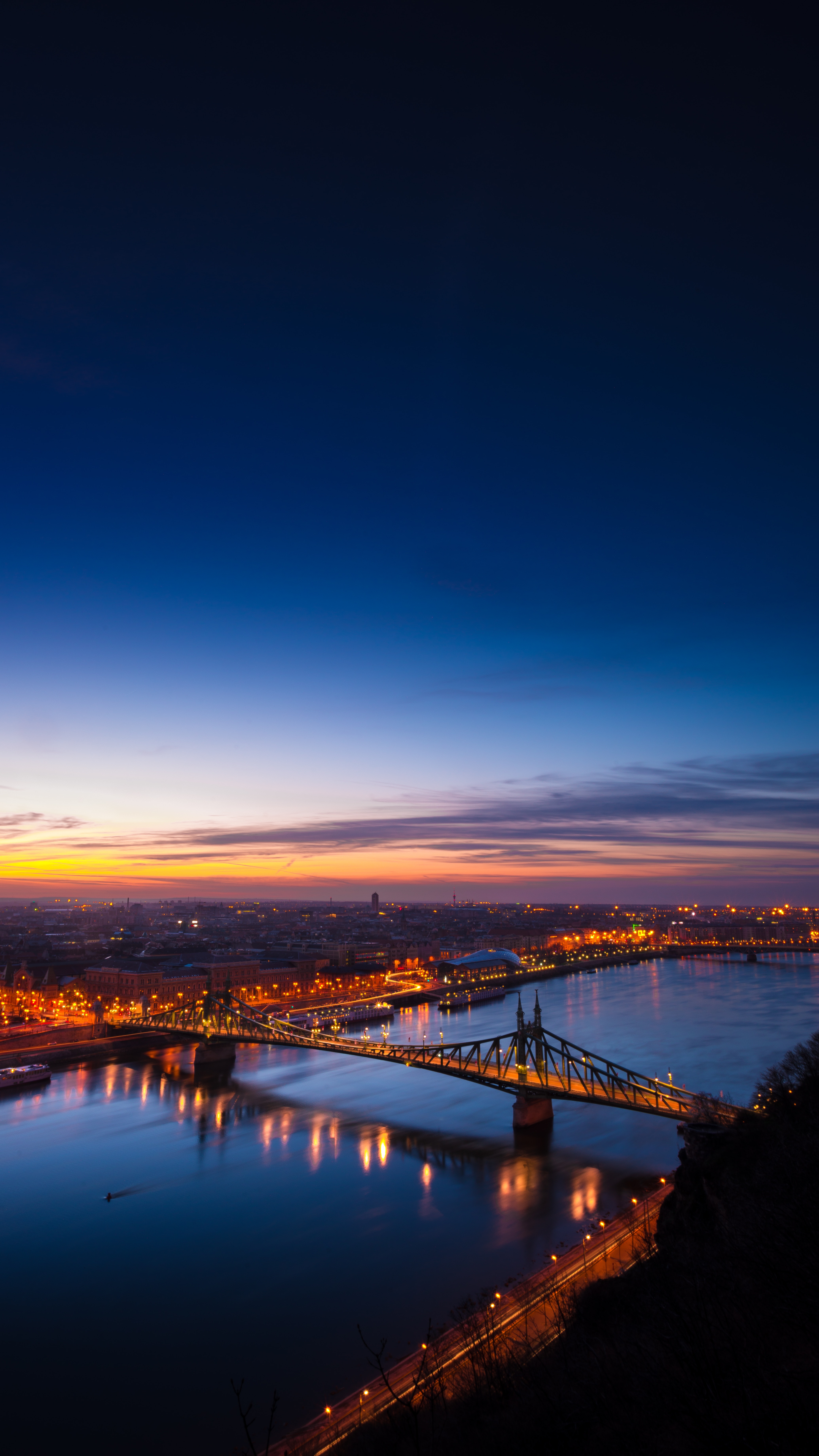 budapest, bridge, hungary, cities, night city Full HD