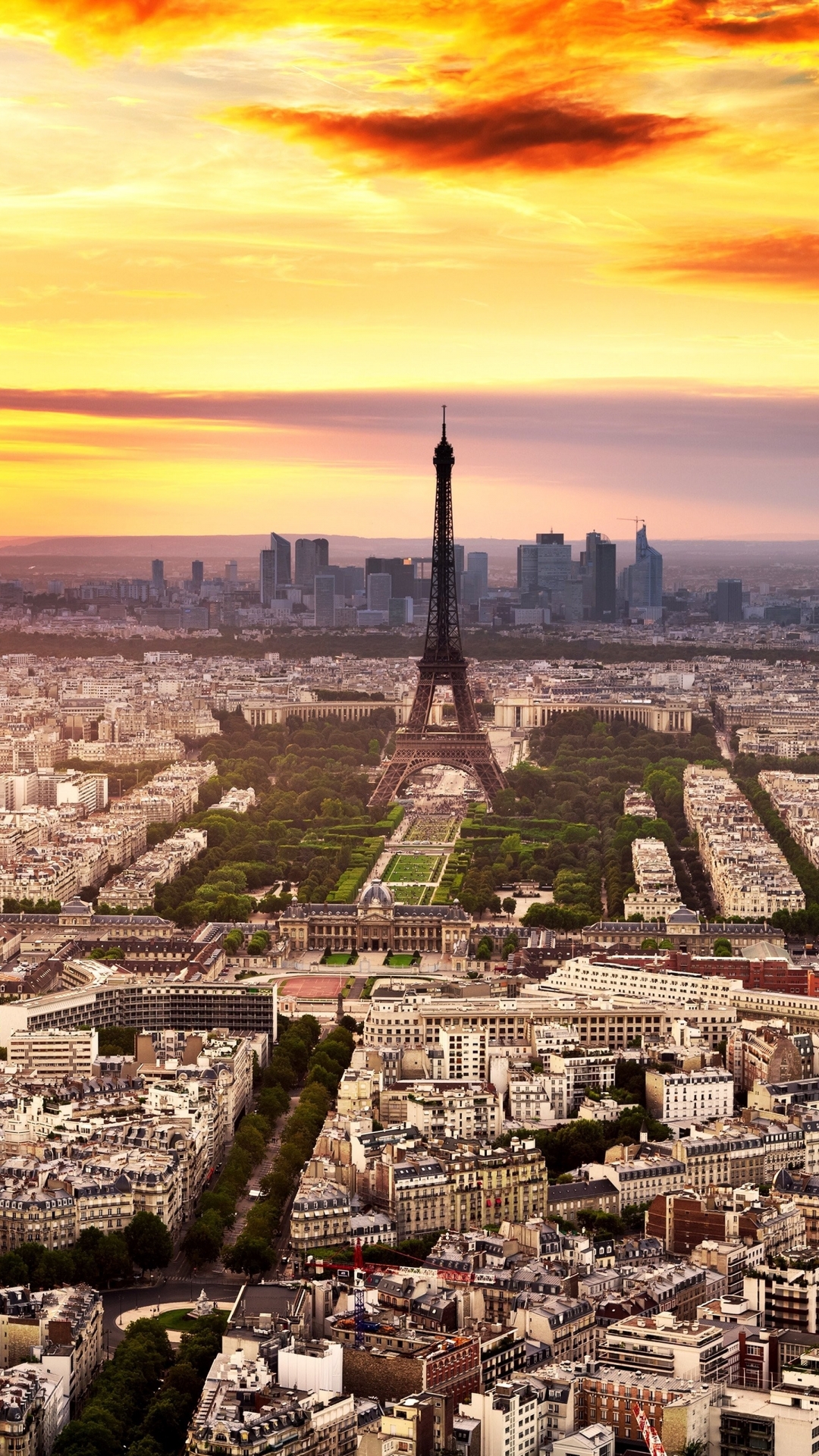 Скачать картинку Города, Закат, Париж, Франция, Сделано Человеком, Закат Солнца в телефон бесплатно.