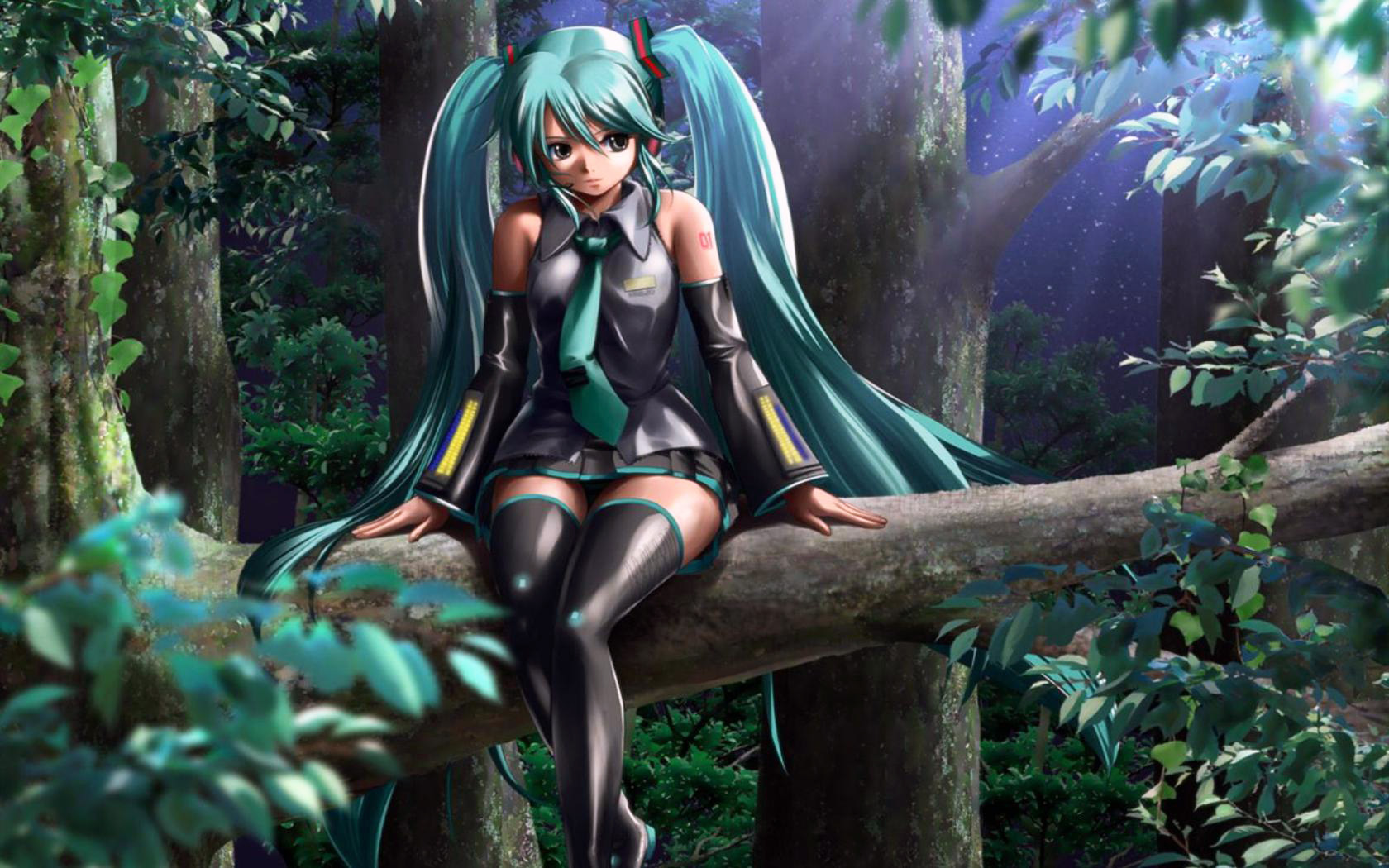 Download mobile wallpaper Vocaloid, Hatsune Miku, Forest, Anime for free.