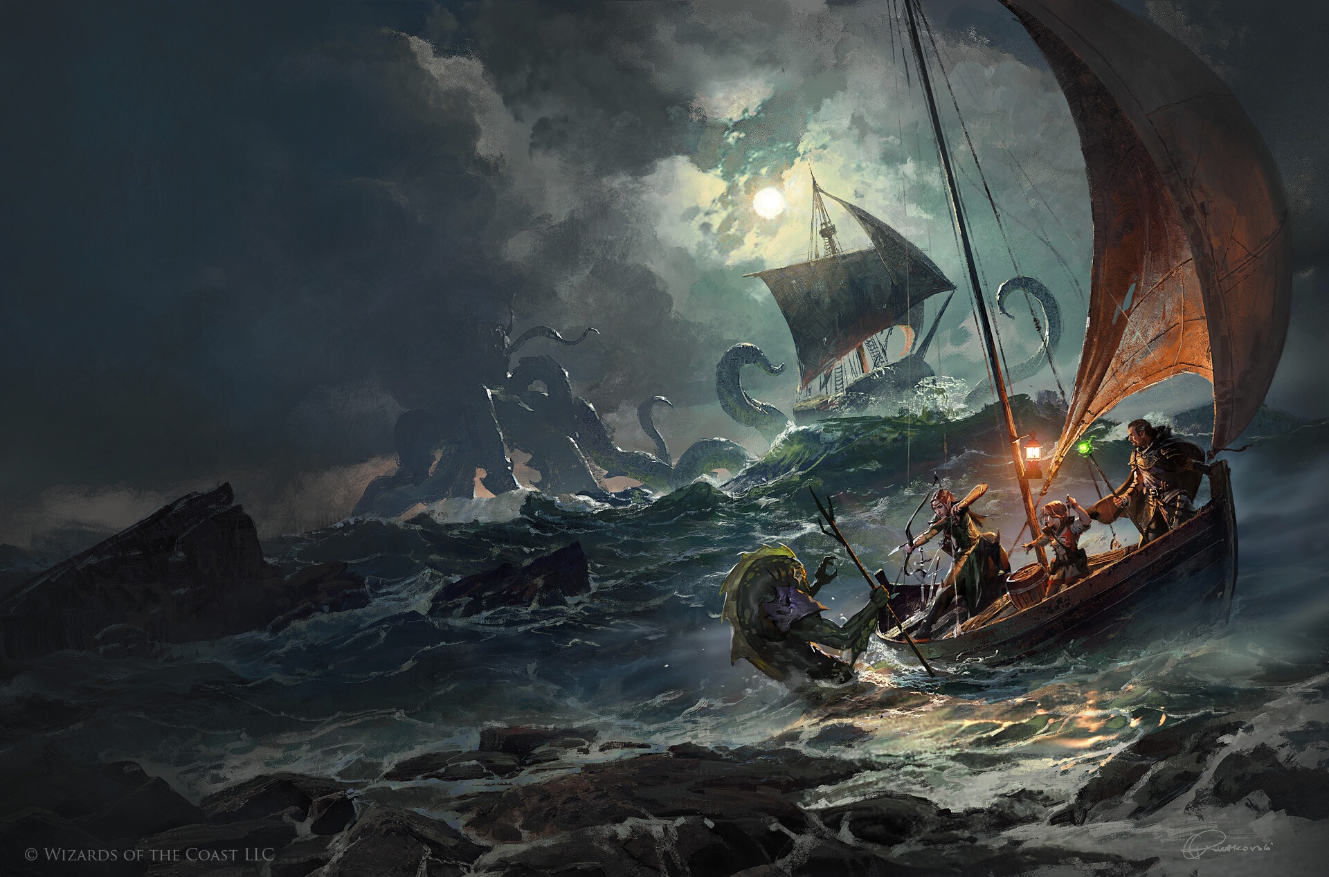 Download mobile wallpaper Boat, Game, Magic: The Gathering, Sea Monster for free.