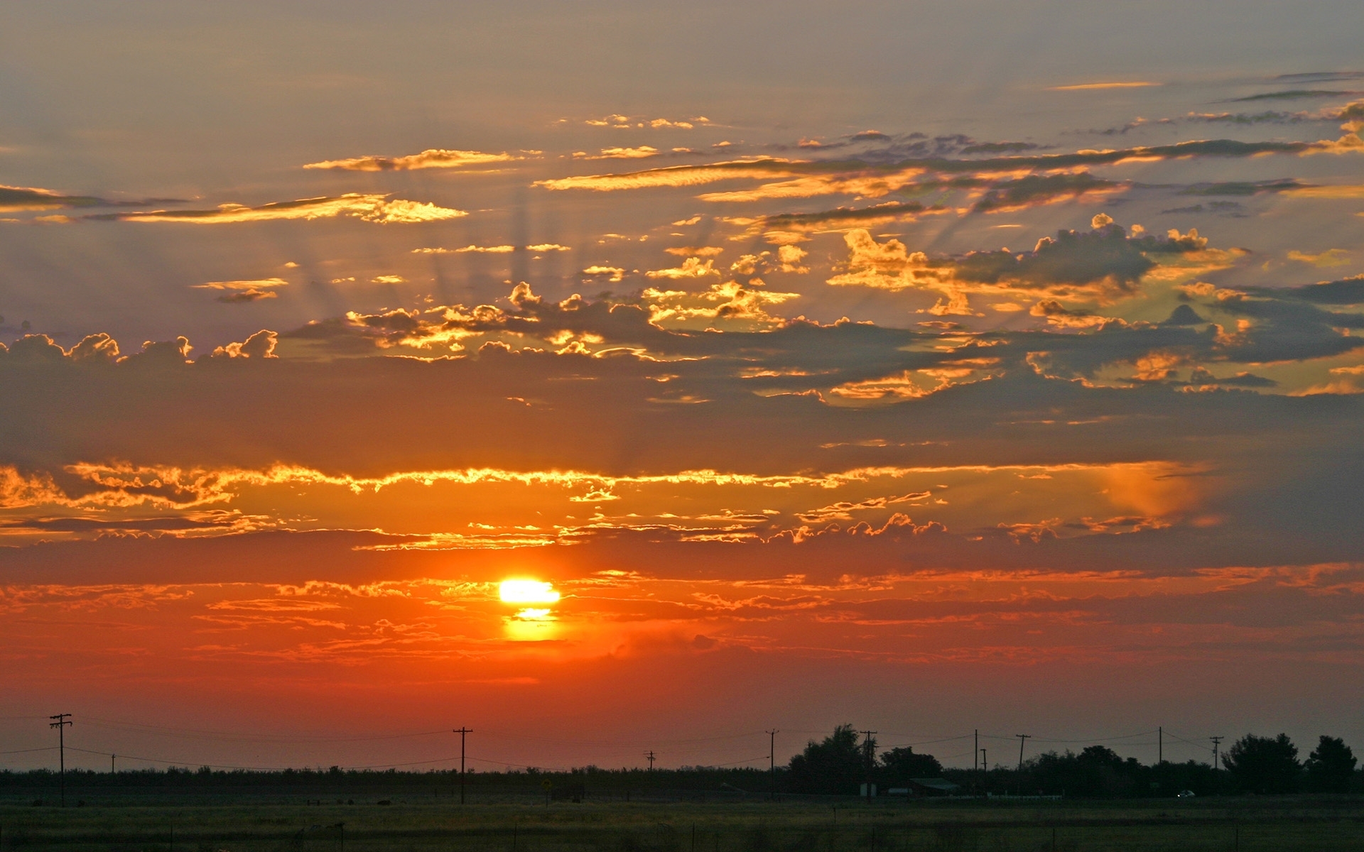 sun, landscape, sunset, sky, orange HD for desktop 1080p