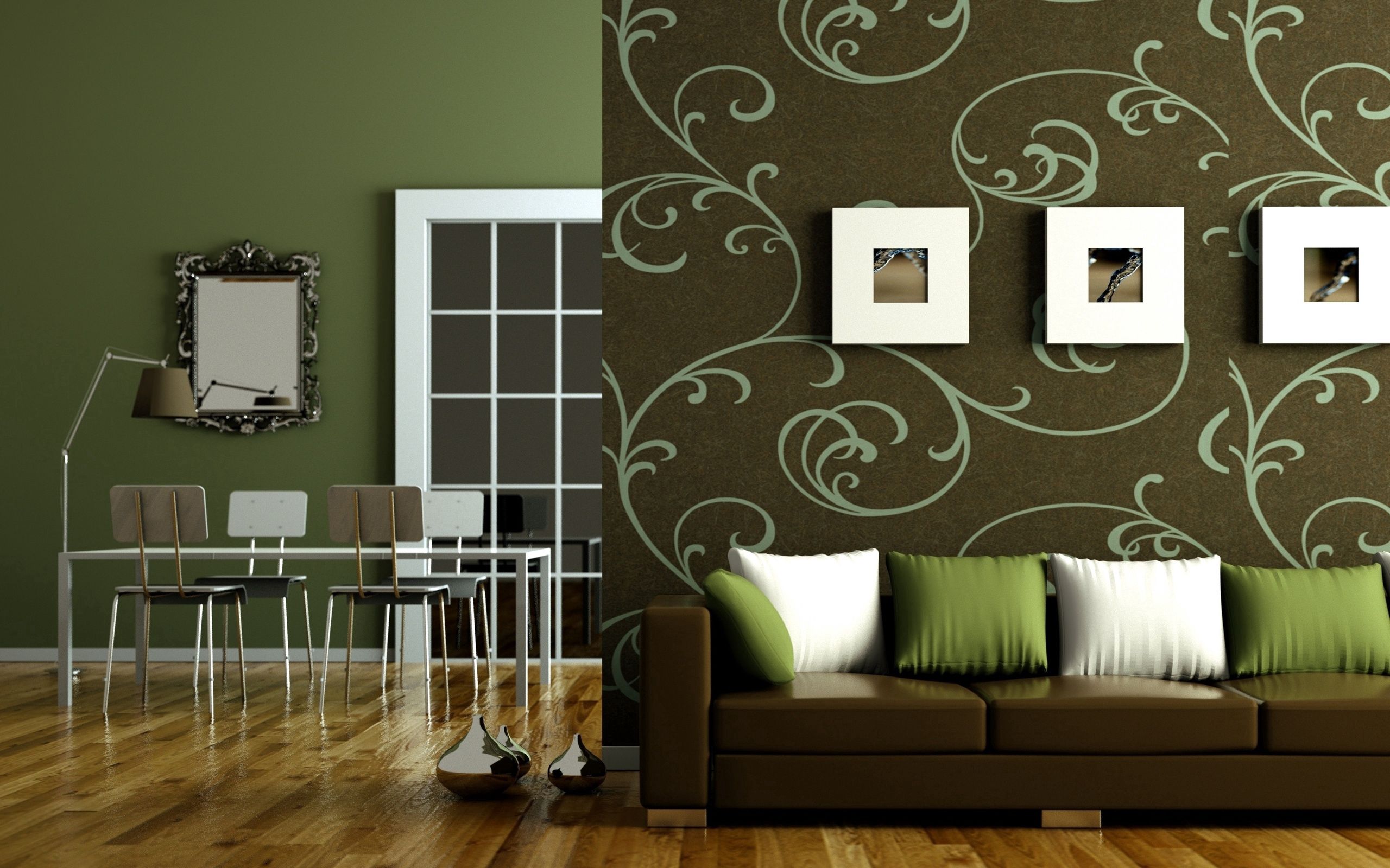 interior, green, miscellanea, miscellaneous, brown, design, style, apartment, flat