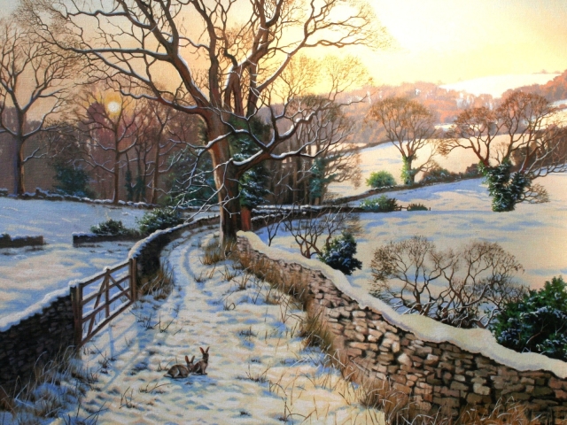 Descarga gratis la imagen Invierno, Nieve, Camino, Árbol, Pintura, Sendero, Artístico en el escritorio de tu PC