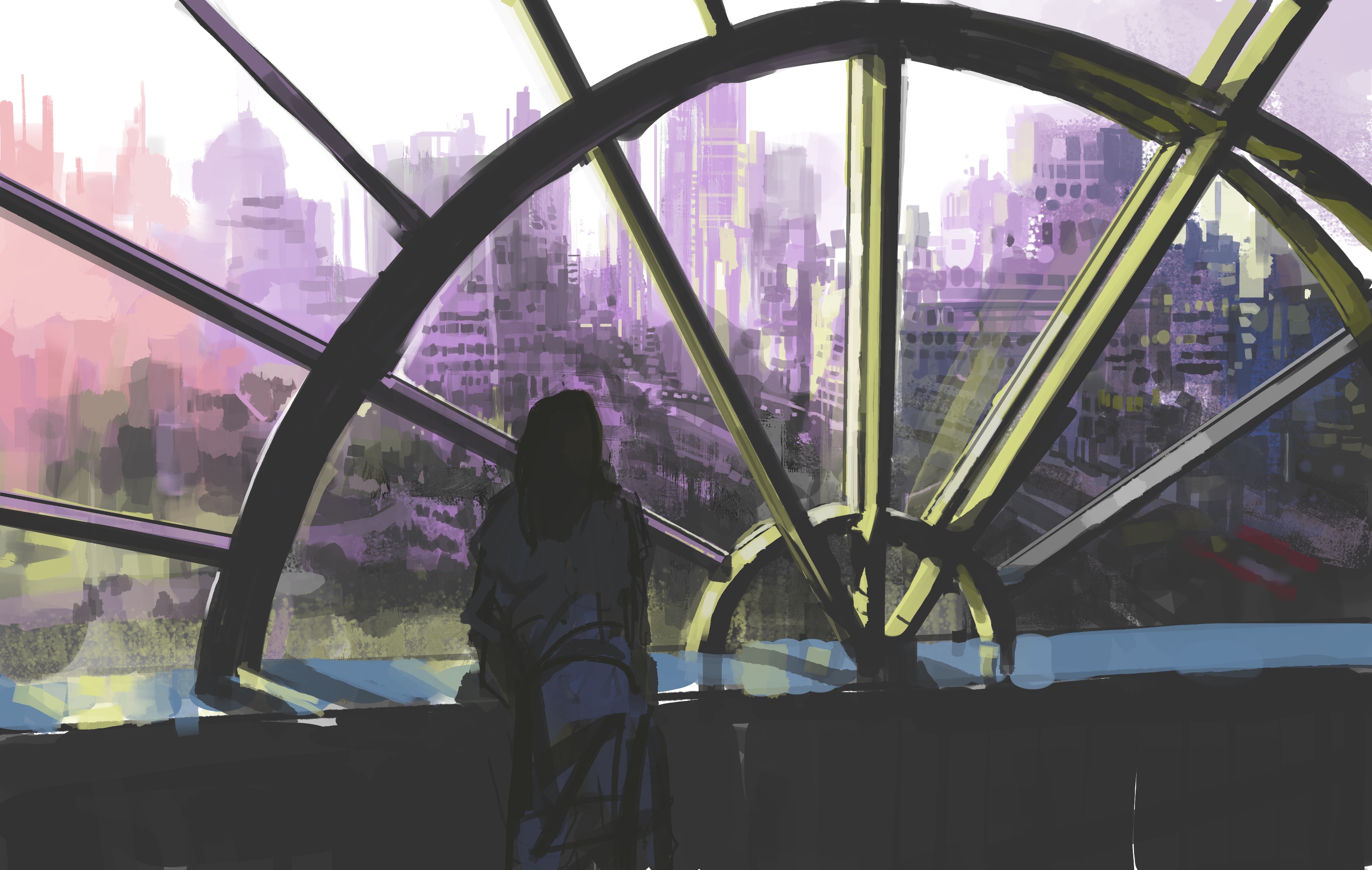 Free download wallpaper Anime, Girl, Window, Cityscape on your PC desktop