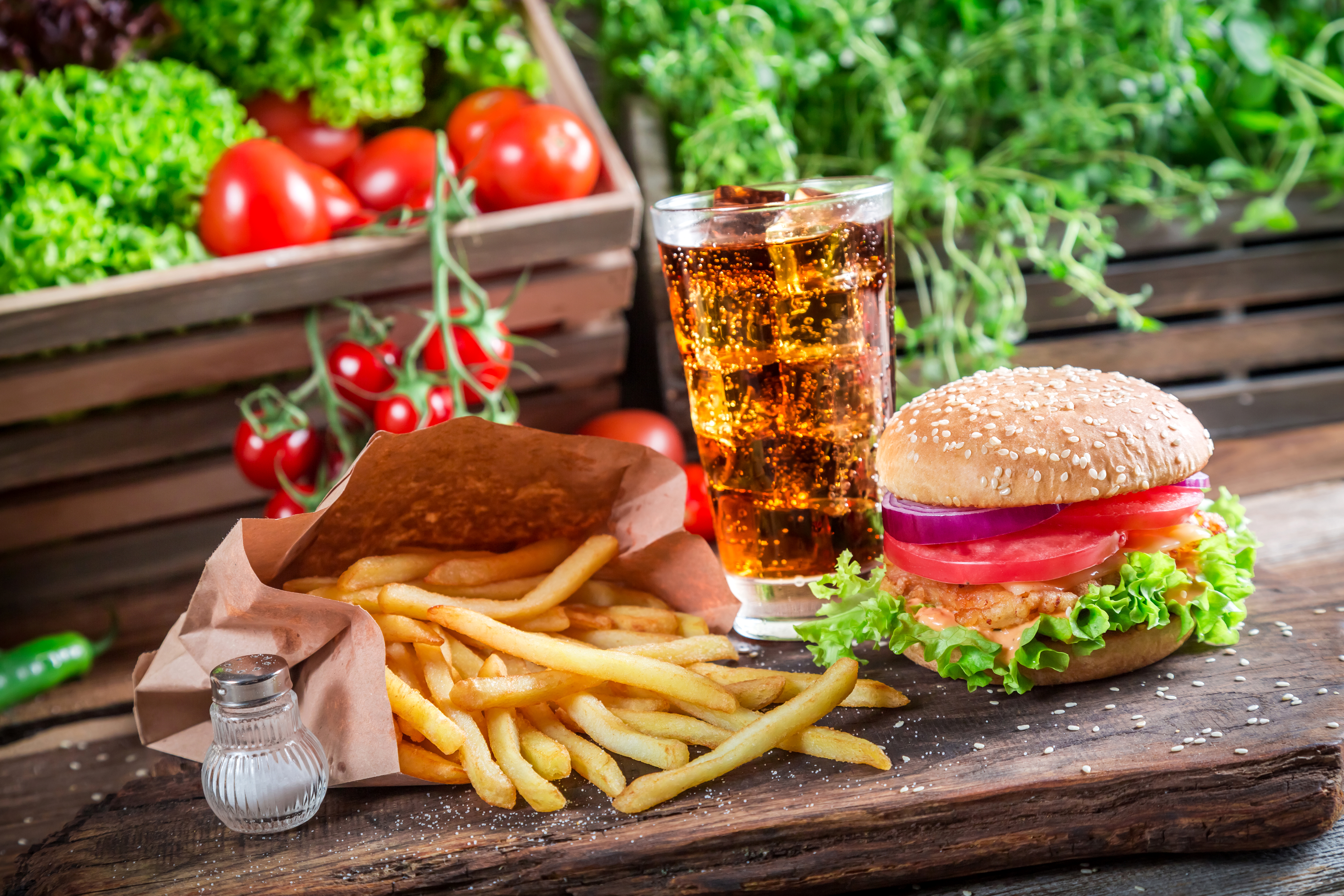 food, burger, drink, french fries, still life