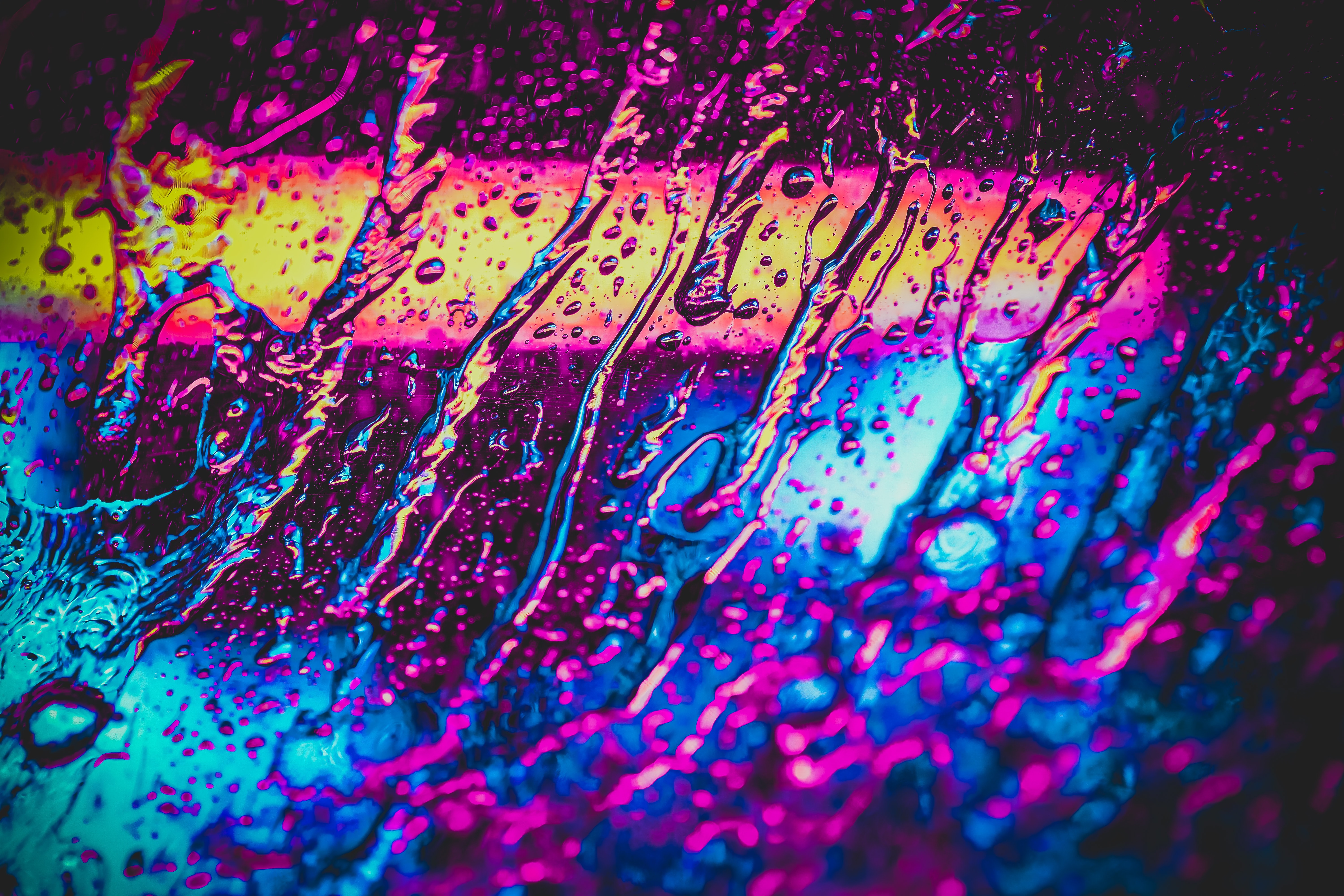 Download mobile wallpaper Motley, Multicolored, Drops, Abstract, Surface for free.