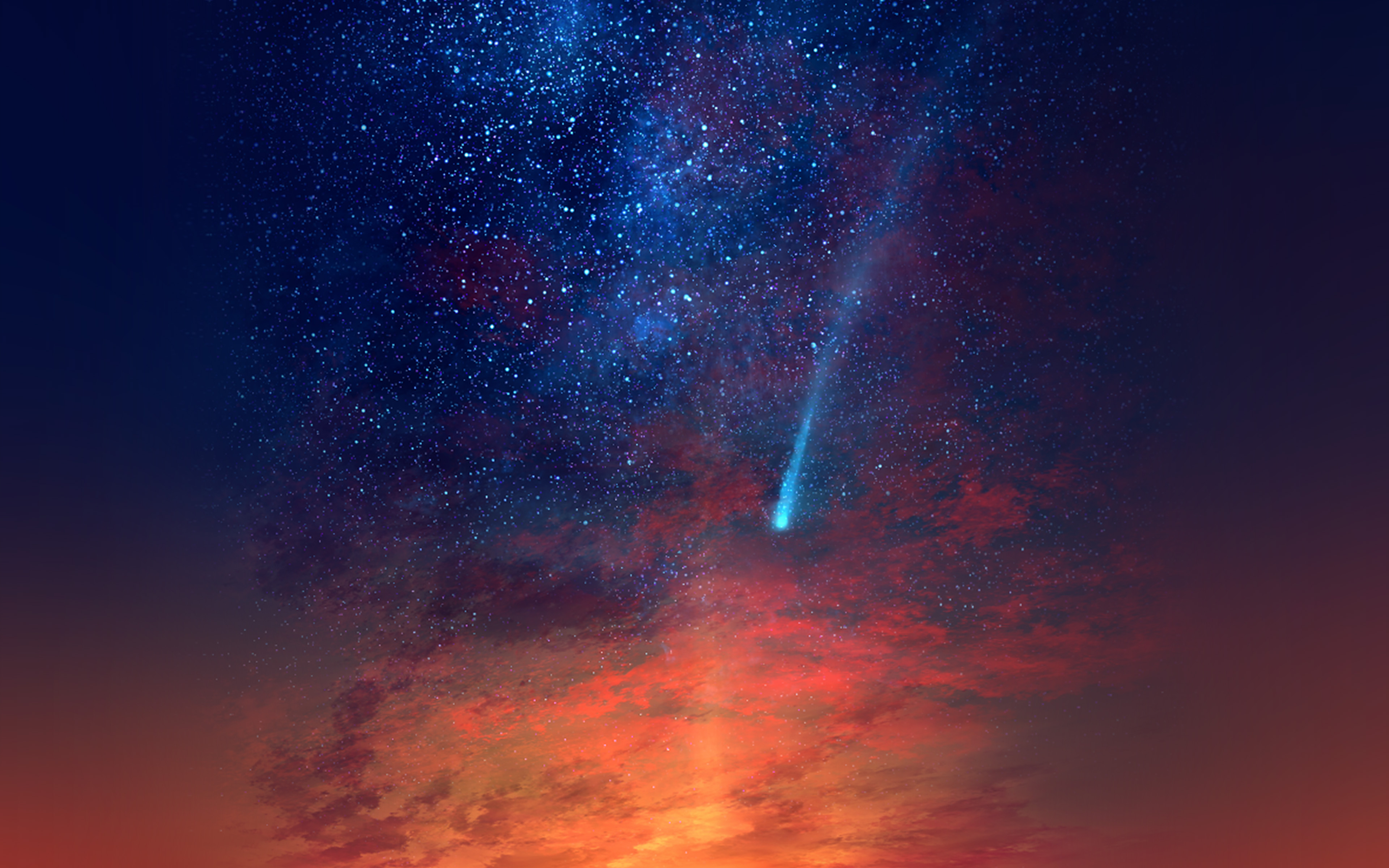 Download mobile wallpaper Anime, Sunset, Sky, Stars, Shooting Star for free.