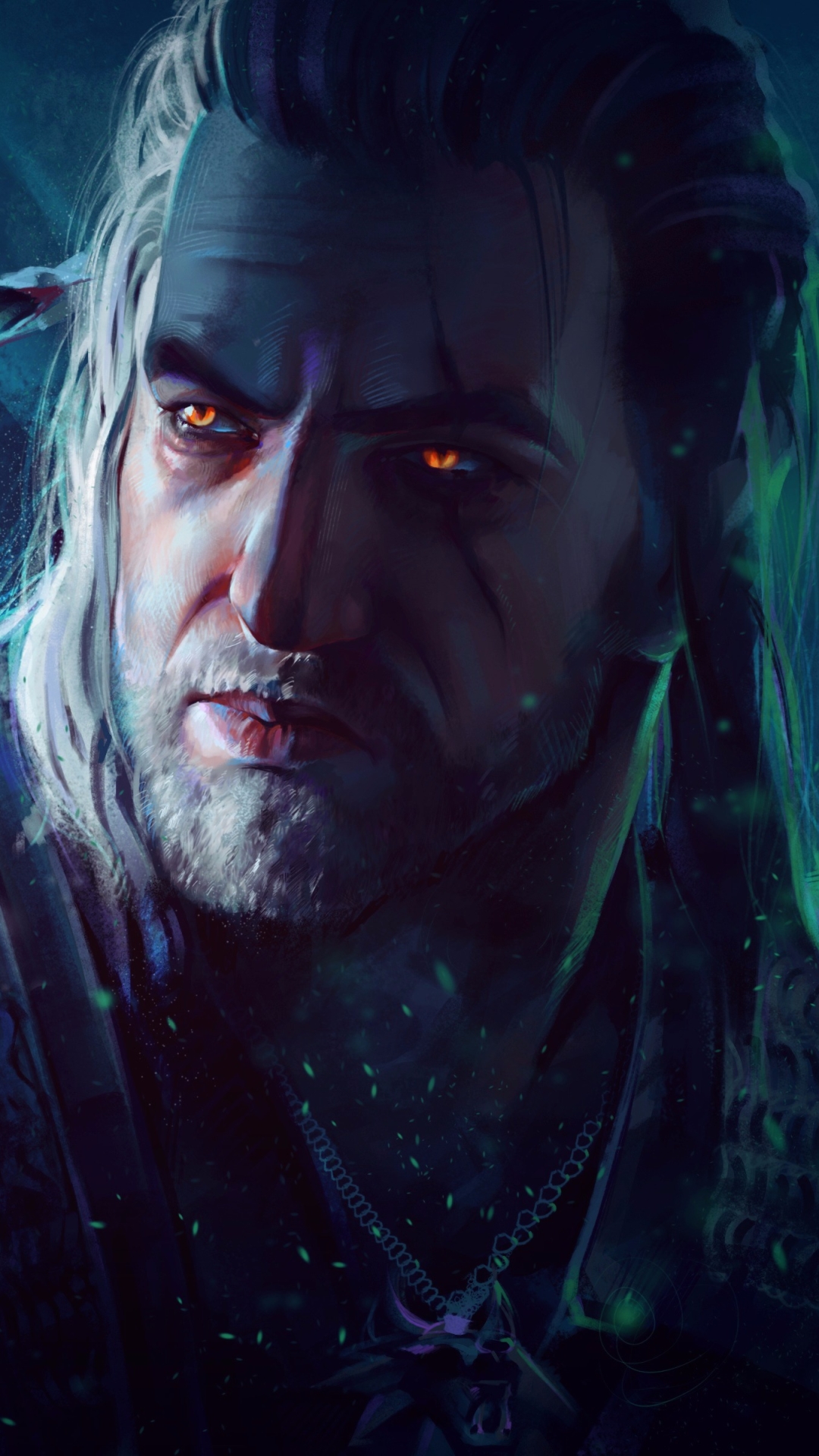 Handy-Wallpaper Krieger, Gesicht, Computerspiele, Weißes Haar, Der Hexer, Orangefarbene Augen, Geralt Von Riva, The Witcher 3: Wild Hunt kostenlos herunterladen.