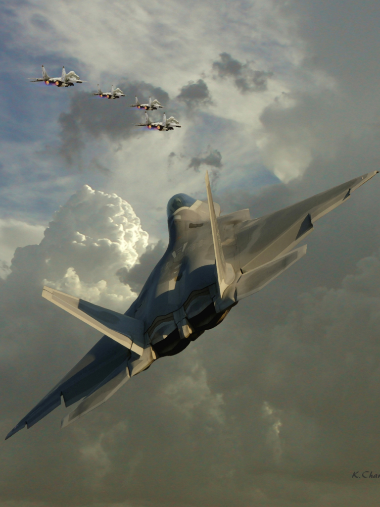 Handy-Wallpaper Militär, Künstlerisch, Ass Kampf, Eurofighter Taifun, Lockheed Martin F 22 Raptor kostenlos herunterladen.