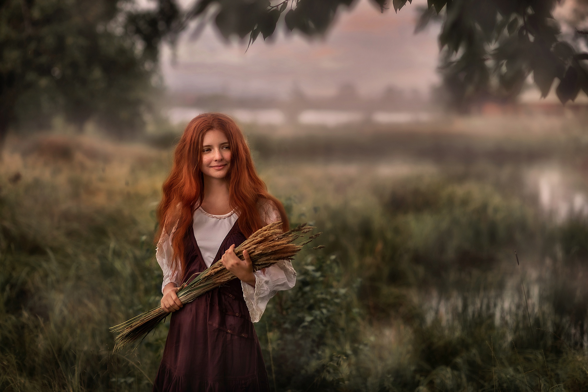 Free download wallpaper Nature, Redhead, Mood, Women on your PC desktop