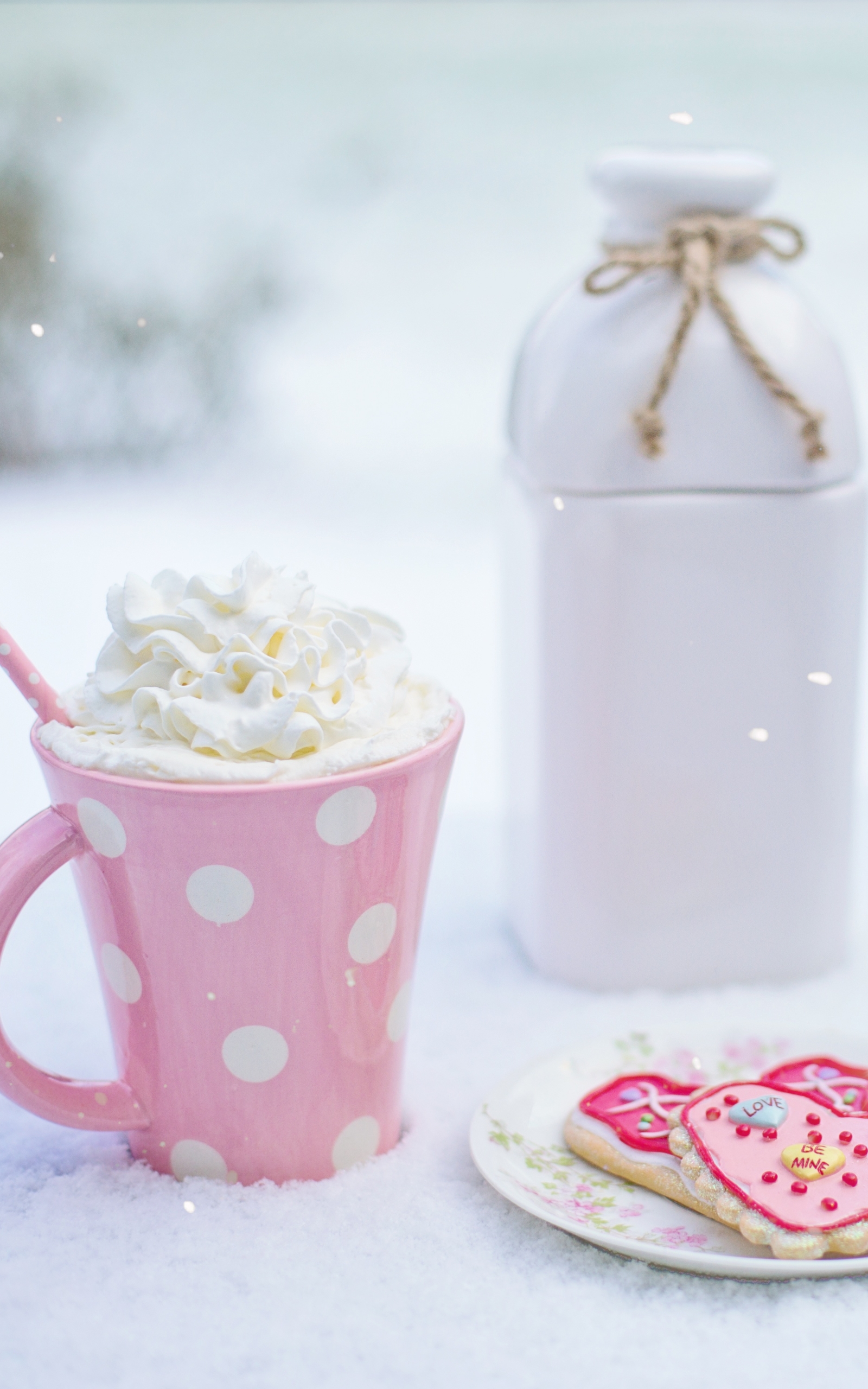 Download mobile wallpaper Food, Pink, Cream, Drink, Cookie, Hot Chocolate for free.