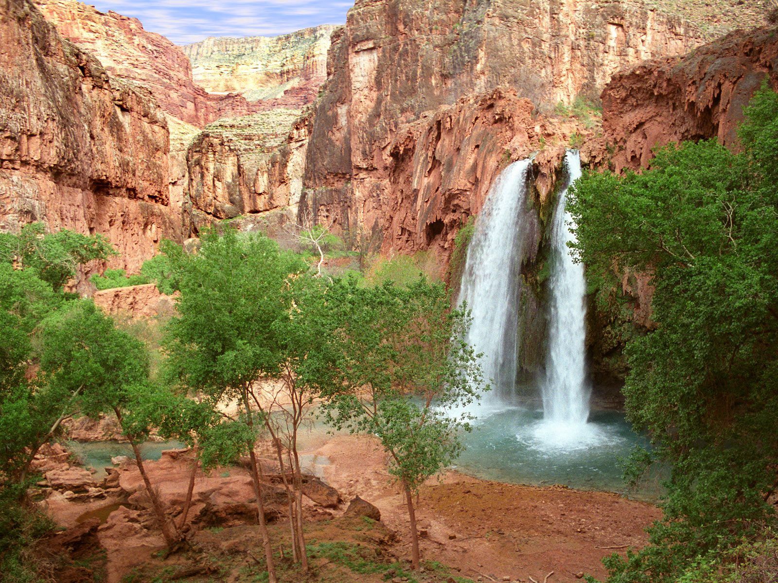 84644画像をダウンロード自然, 木, 峡谷, 滝, グリーンズ, 菜, アリゾナ, アリゾナ州, ハヴァス滝, ハバス滝-壁紙とスクリーンセーバーを無料で
