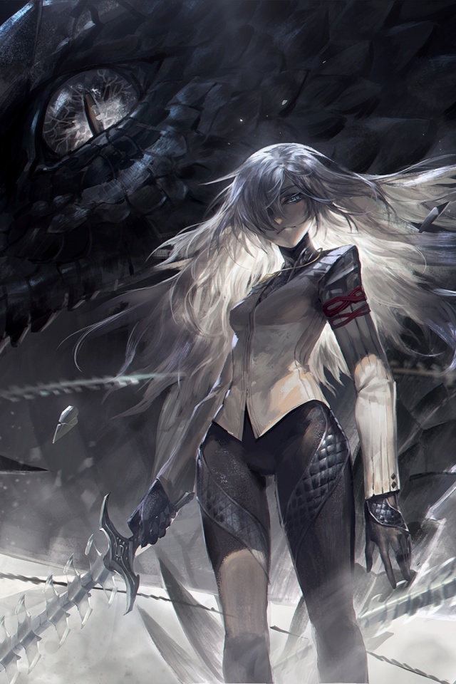 Download mobile wallpaper Anime, Sword, Original, White Hair, Woman Warrior for free.