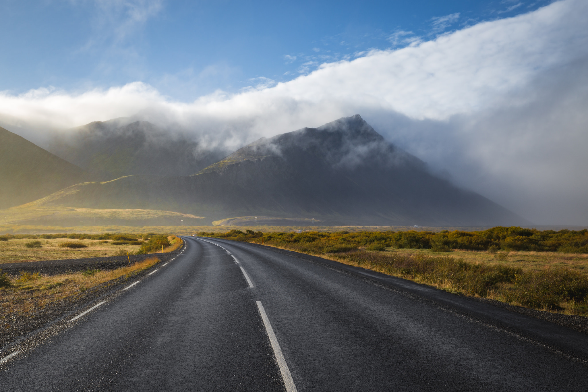 Free download wallpaper Landscape, Mountain, Road, Cloud, Iceland, Man Made on your PC desktop