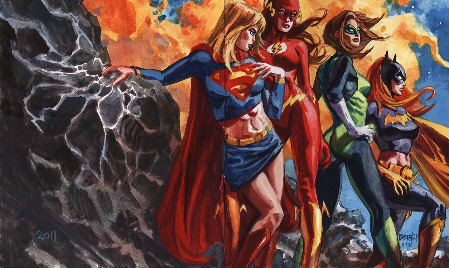 208464 baixar papel de parede história em quadrinhos, liga da justiça, batgirl, dc comics, instantâneo, lanterna verde, supergirl - protetores de tela e imagens gratuitamente