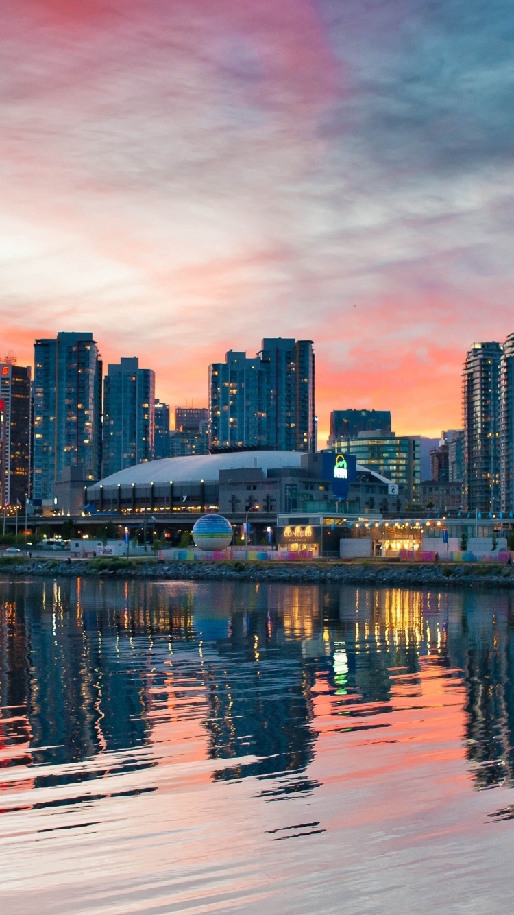 Download mobile wallpaper Cities, Sunset, Cityscape, Vancouver, Man Made for free.