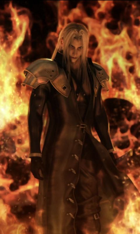 Download mobile wallpaper Anime, Fire, Final Fantasy, Sephiroth (Final Fantasy), Final Fantasy Vii: Advent Children for free.
