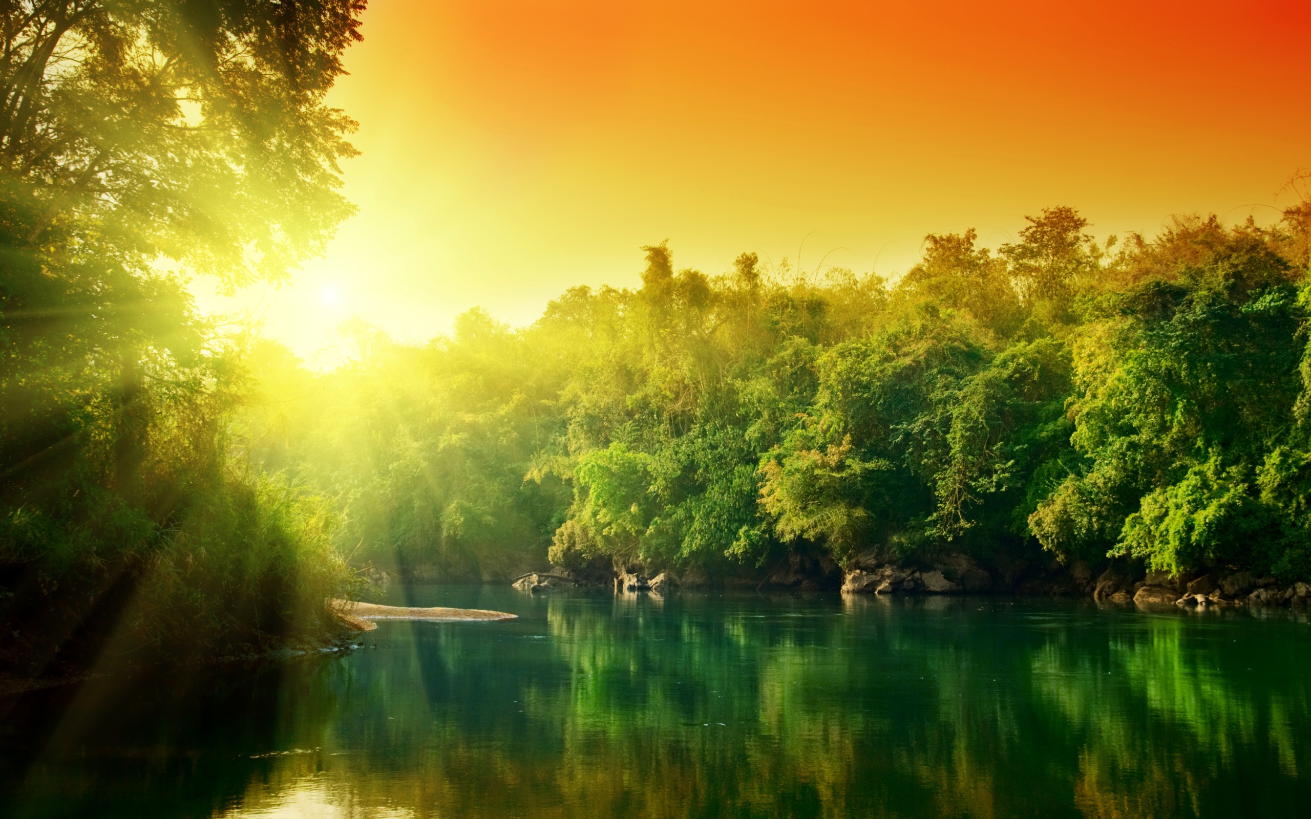 Download mobile wallpaper River, Sun, Water, Earth for free.