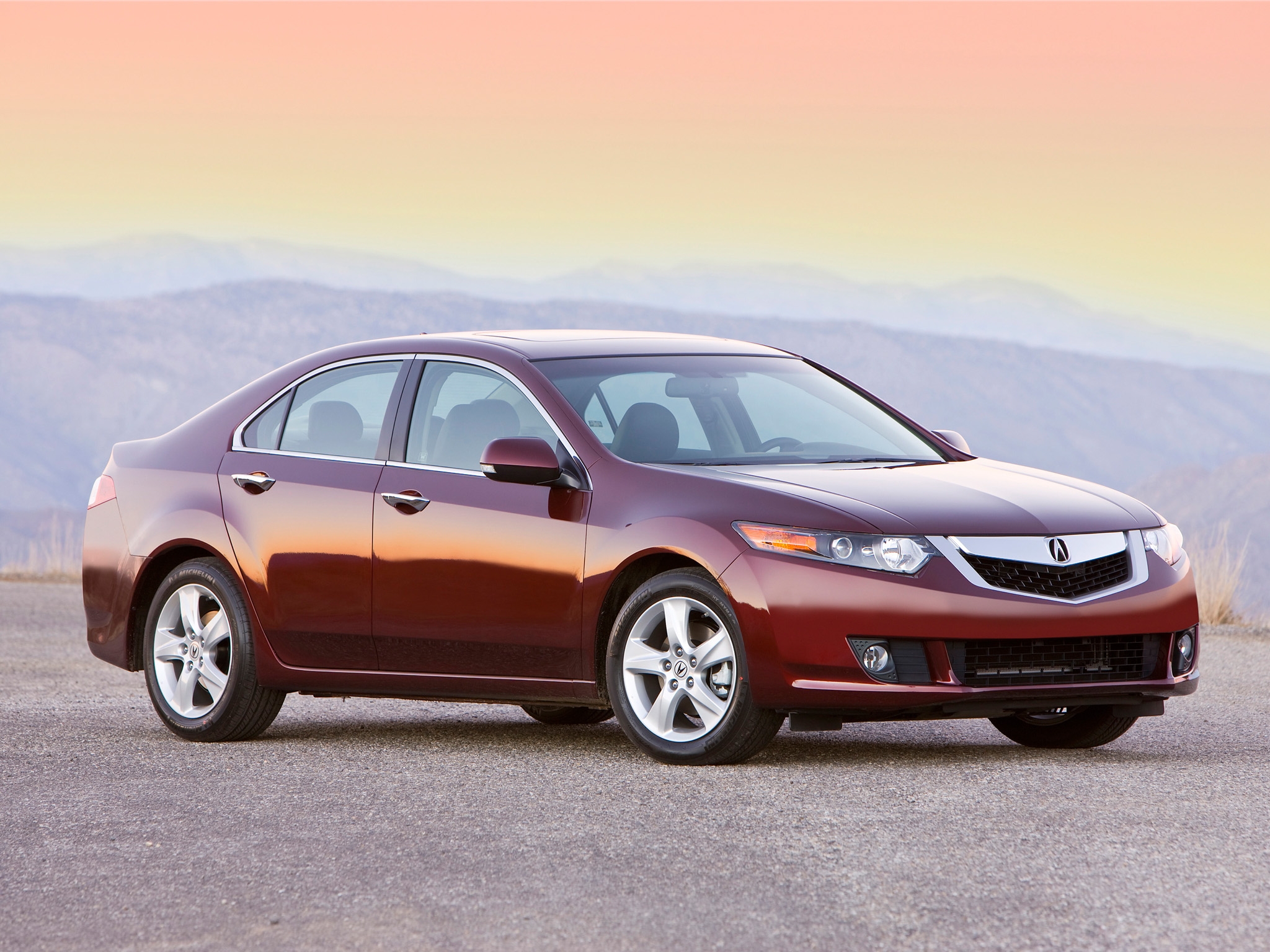 auto, mountains, acura, cars, red, asphalt, side view, style, akura, 2008, tsx Full HD