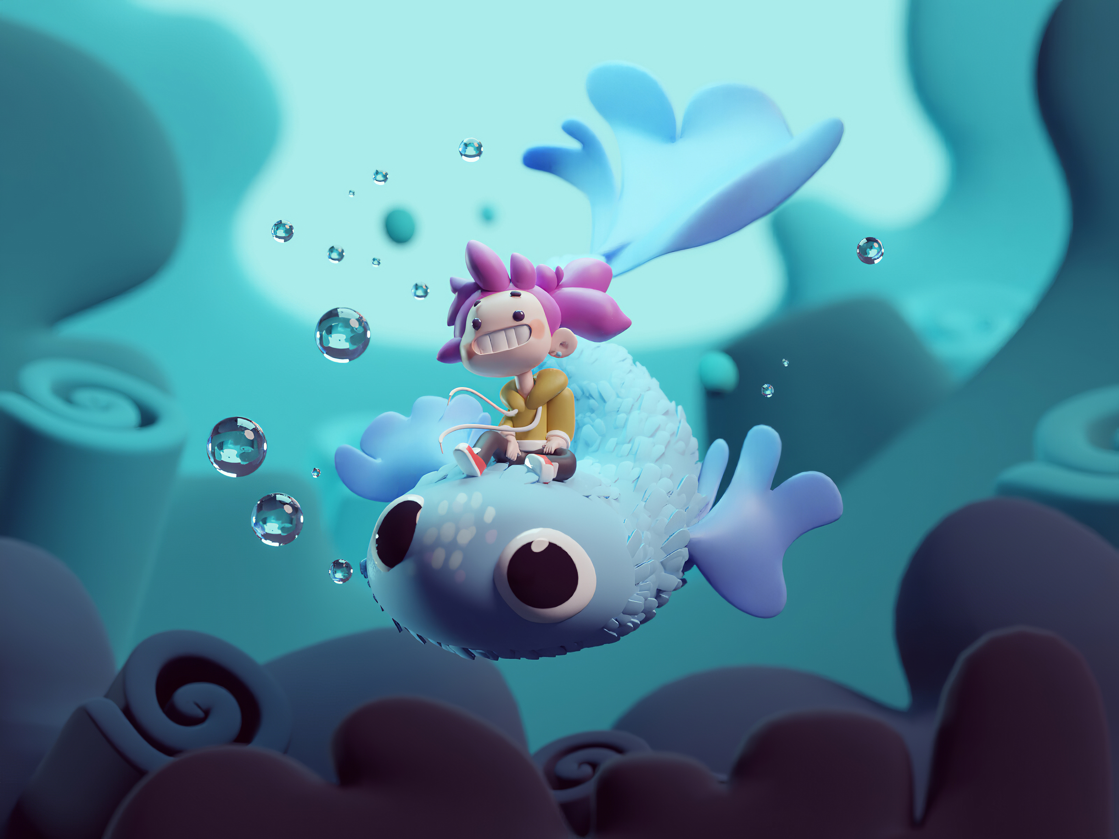 Download mobile wallpaper Fantasy, Child, Underwater for free.