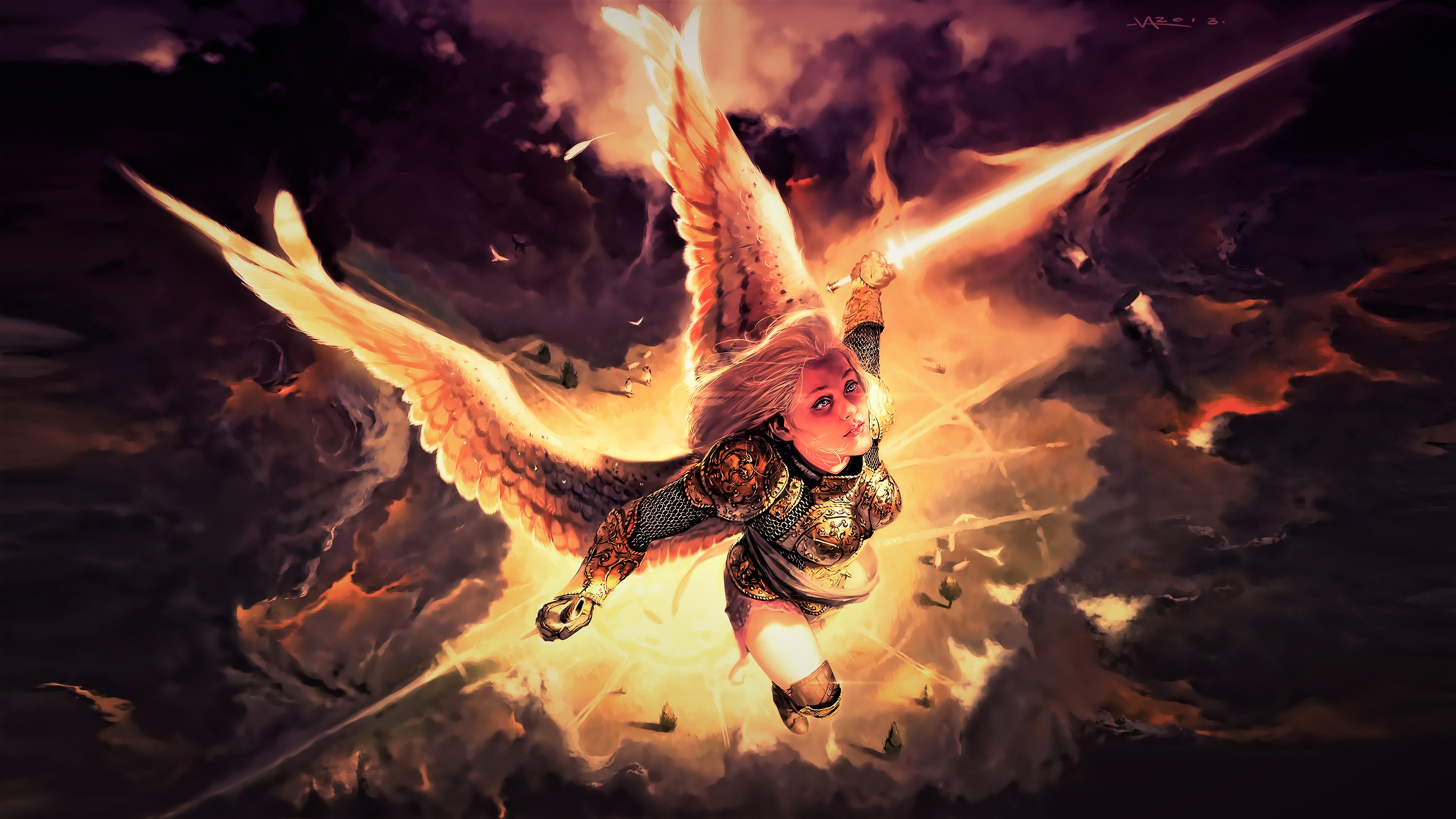 Download mobile wallpaper Fantasy, Angel, Blonde, Angel Warrior for free.