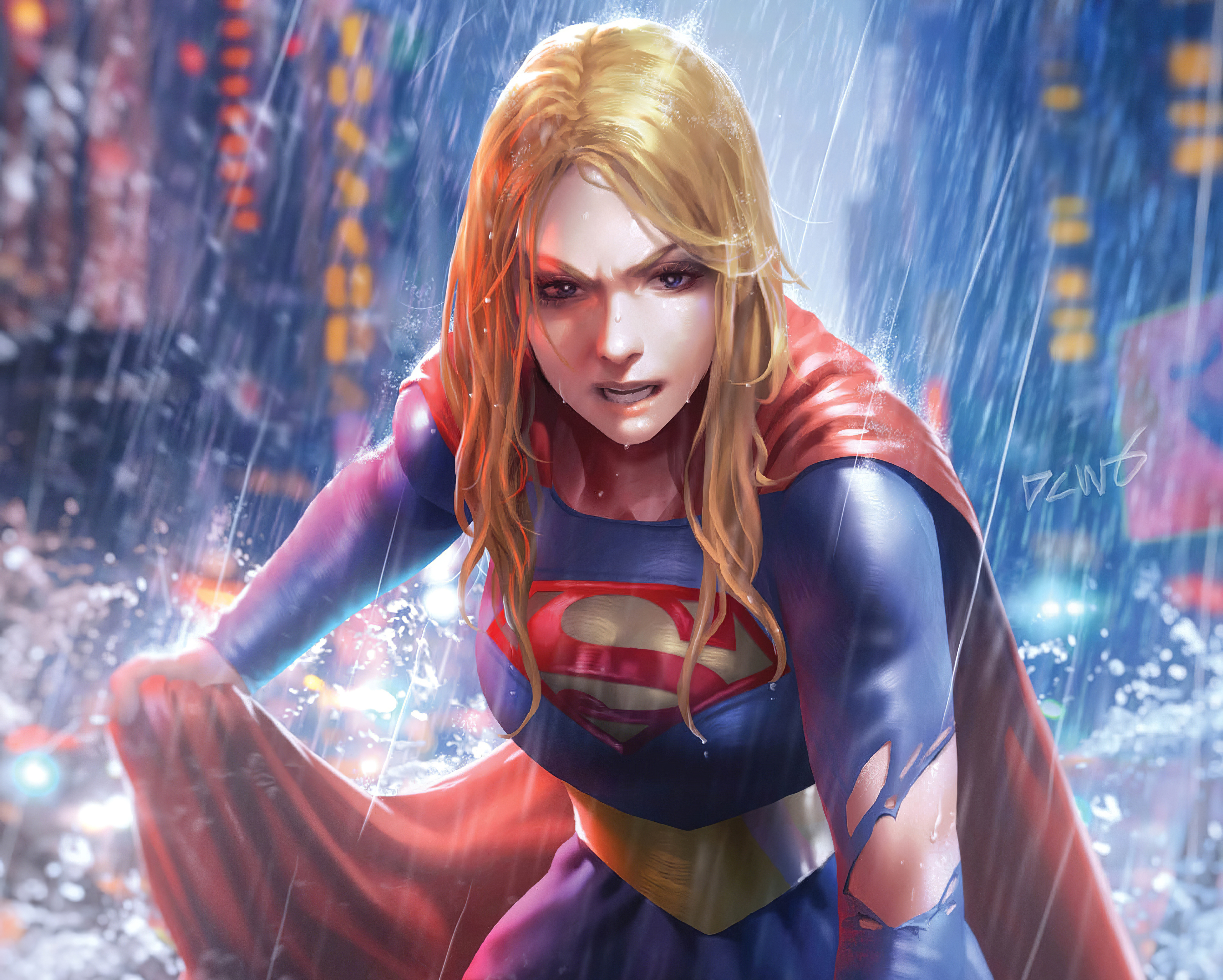 Download mobile wallpaper Rain, Superman, Blonde, Comics, Dc Comics, Supergirl for free.