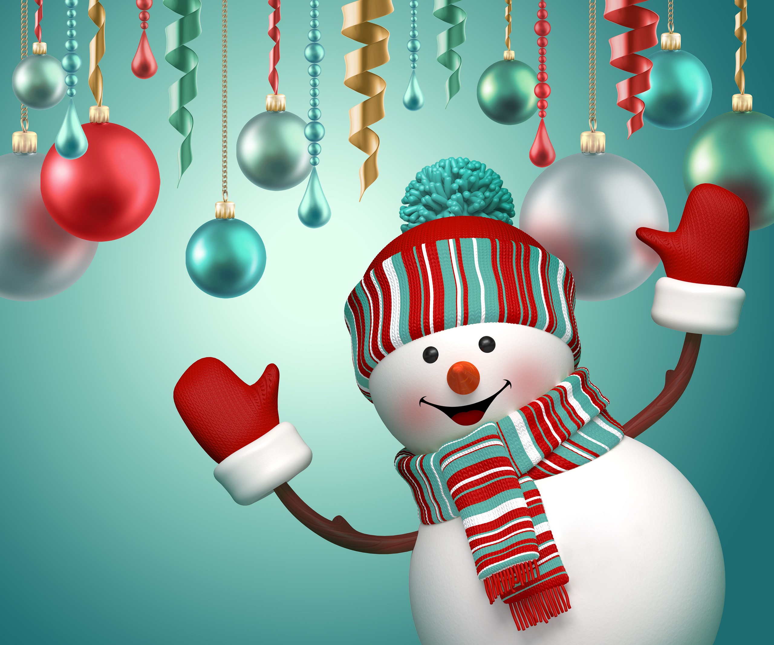 Скачать картинку Снеговик, Рождественские Украшения, Художественные в телефон бесплатно.