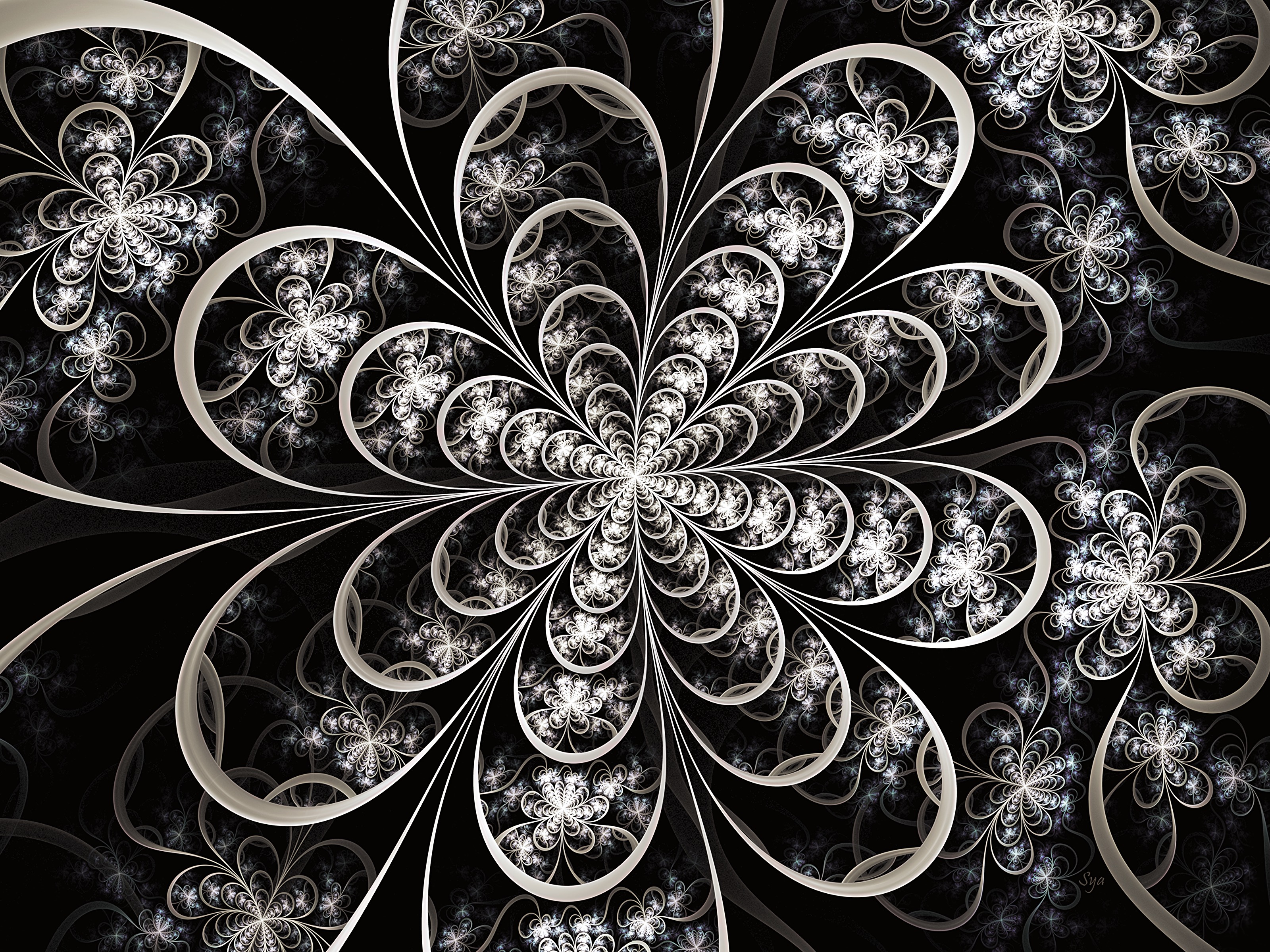 Download mobile wallpaper Chb, Bw, Pattern, Fractal, Digital, Abstract for free.