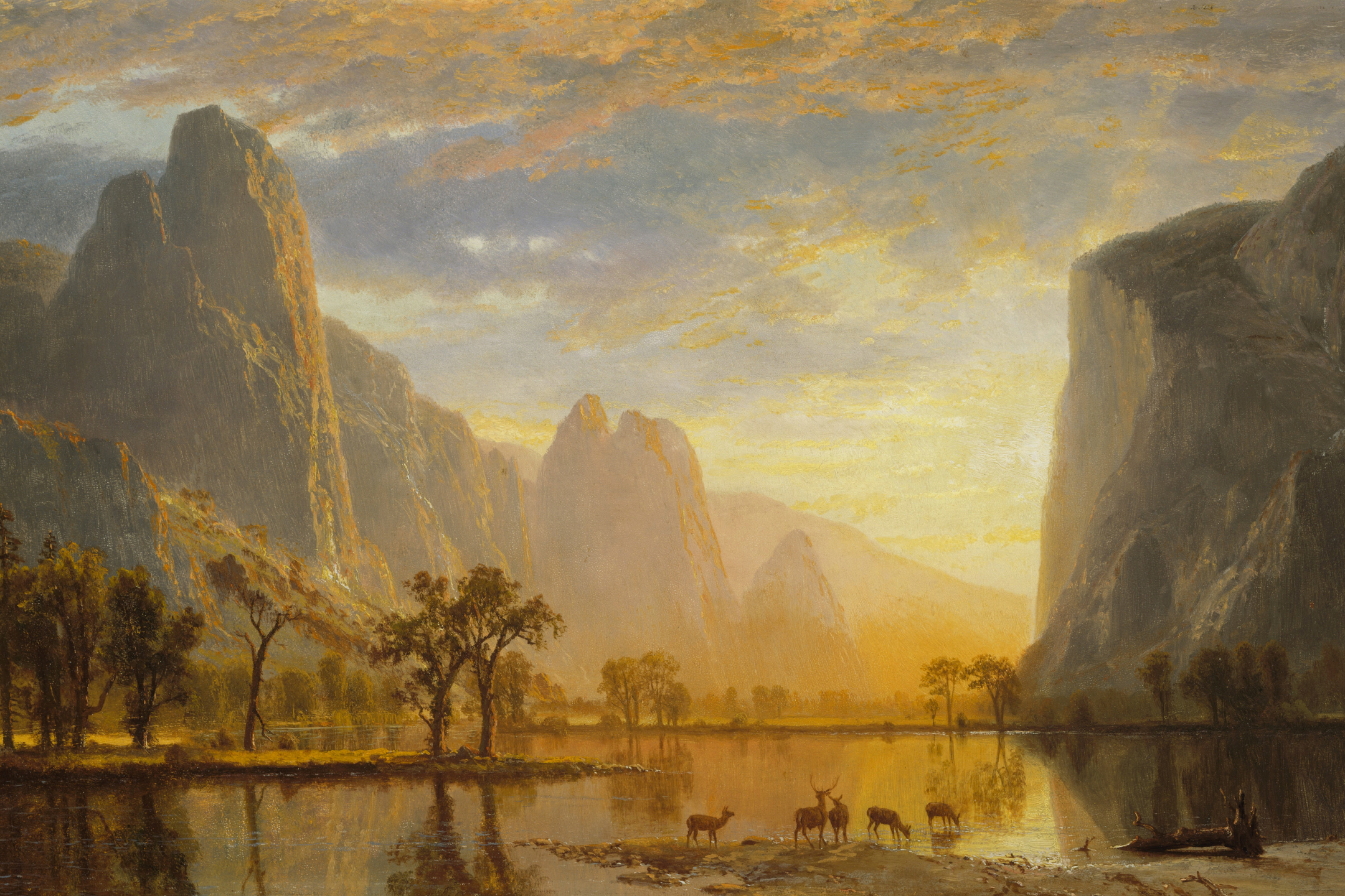 Laden Sie das Landschaft, Berg, See, Cliff, Klippe, Gebirge, Malerei, Yosemite Nationalpark, Künstlerisch-Bild kostenlos auf Ihren PC-Desktop herunter