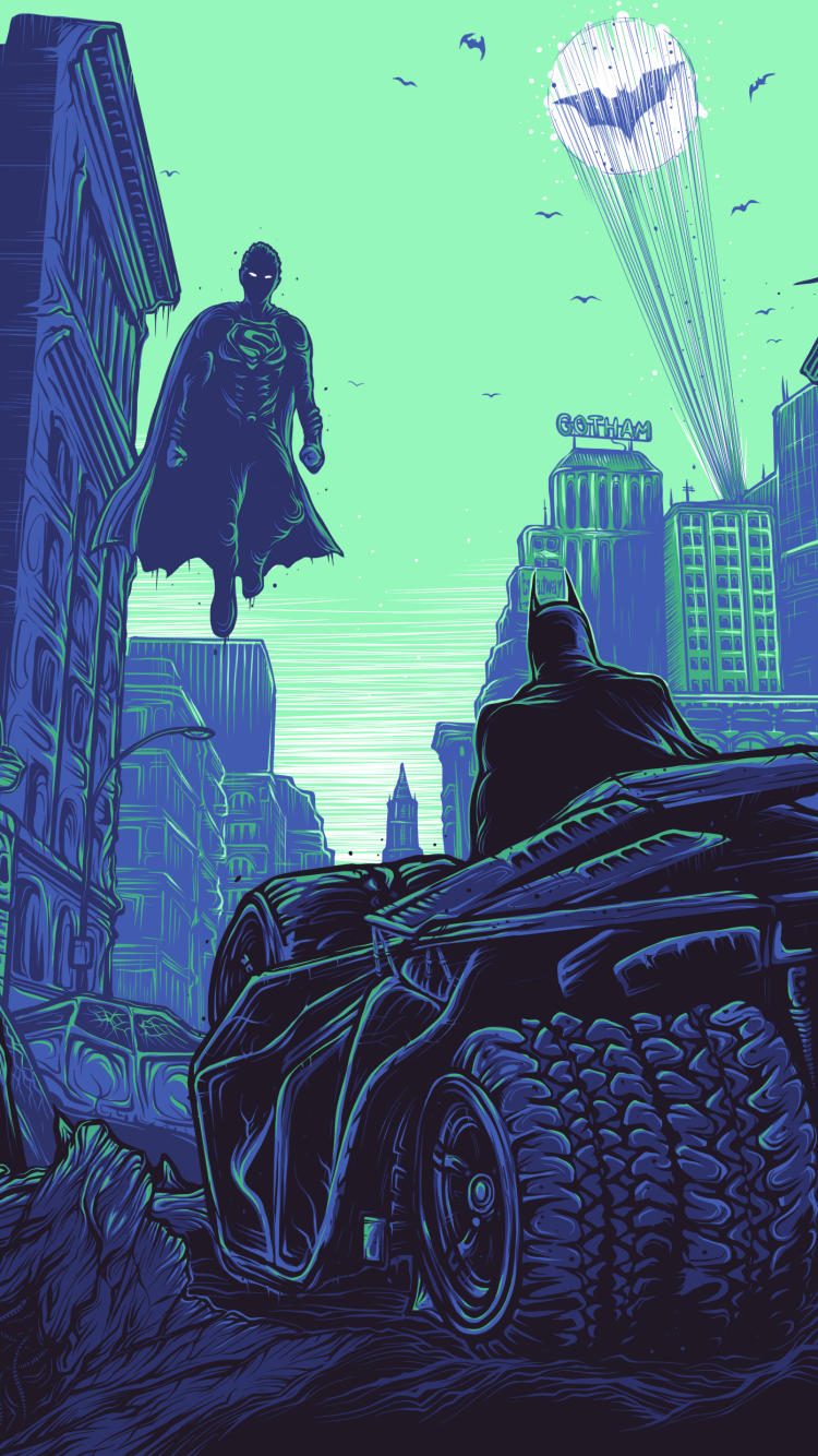 Baixar papel de parede para celular de História Em Quadrinhos, Dc Comics, Homem Morcego, Super Homen, Batmóvel gratuito.