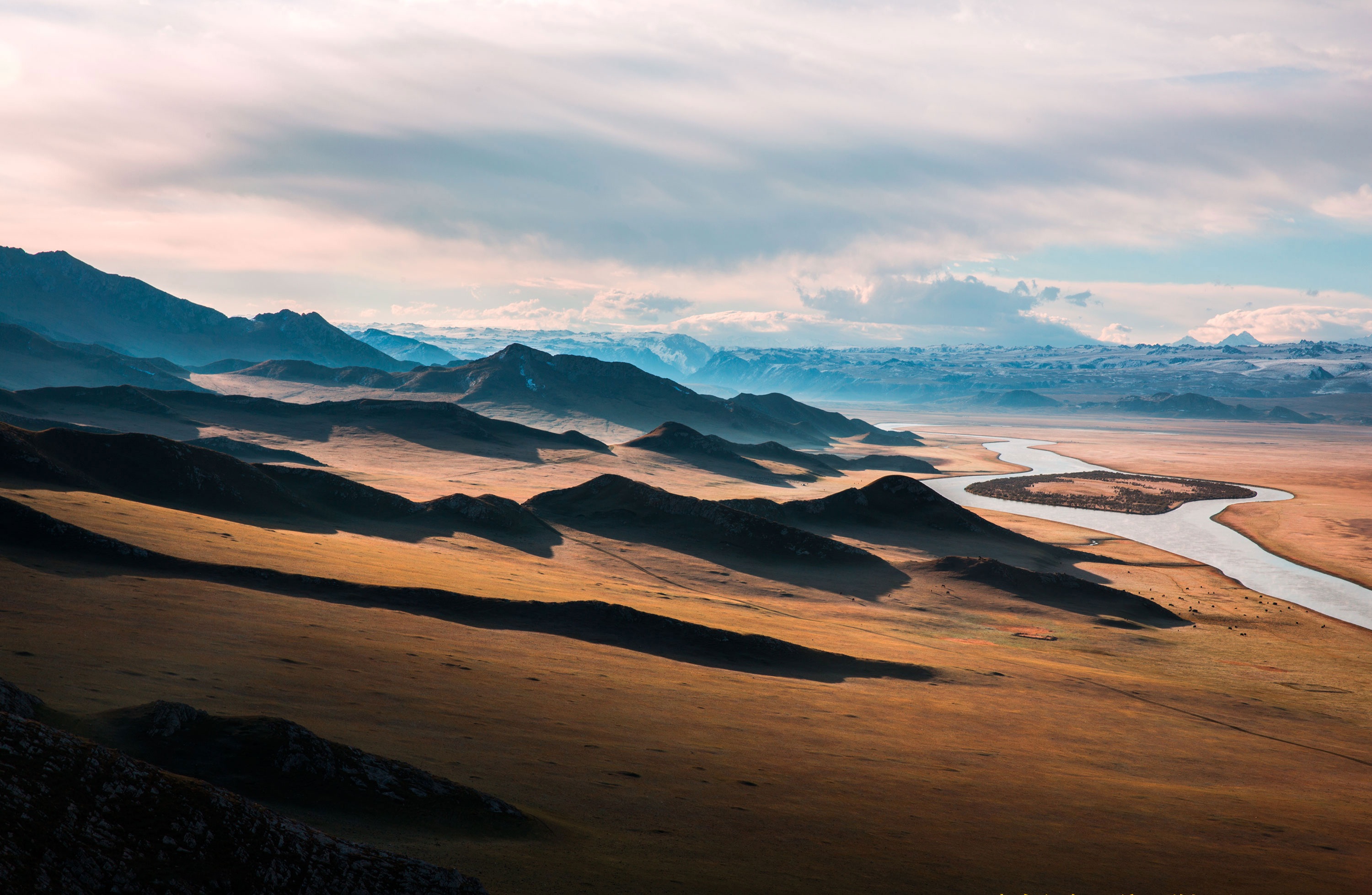 Free download wallpaper Landscape, Sand, Mountain, Earth, Hill, Cloud, River on your PC desktop