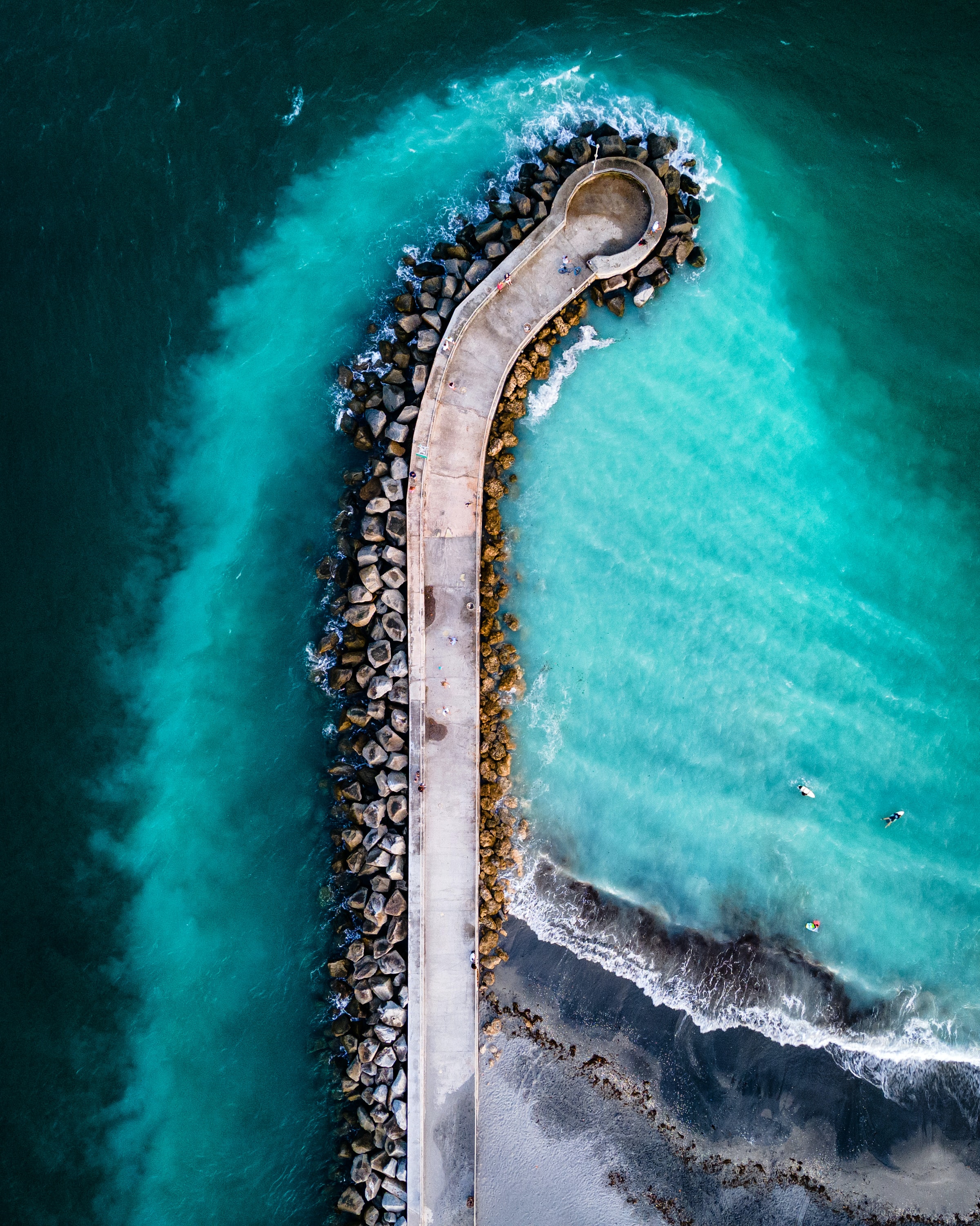Download mobile wallpaper View From Above, Coast, Nature, Sea, Pier for free.
