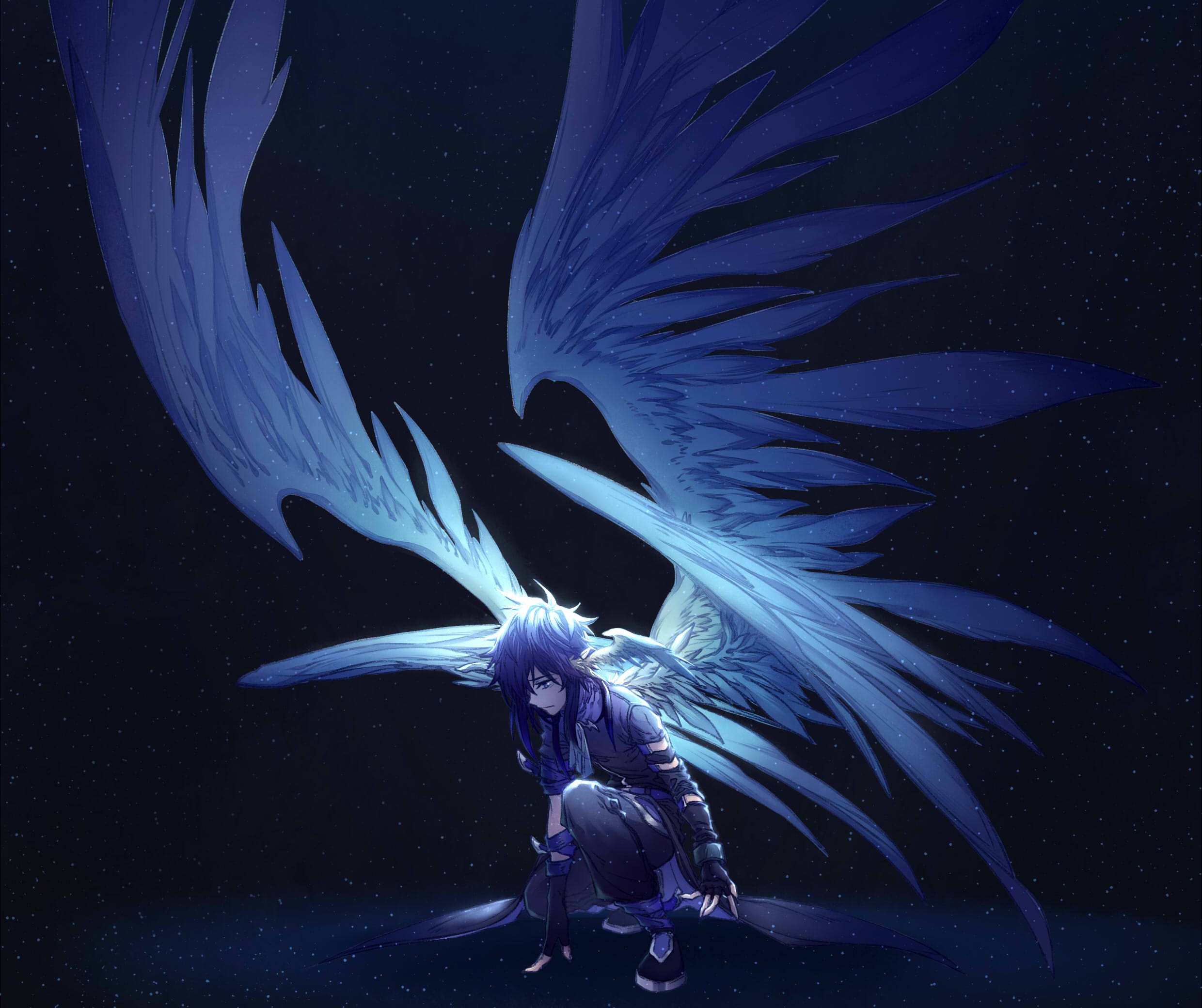 Download mobile wallpaper Anime, Wings, Angel, Glove, Short Hair for free.
