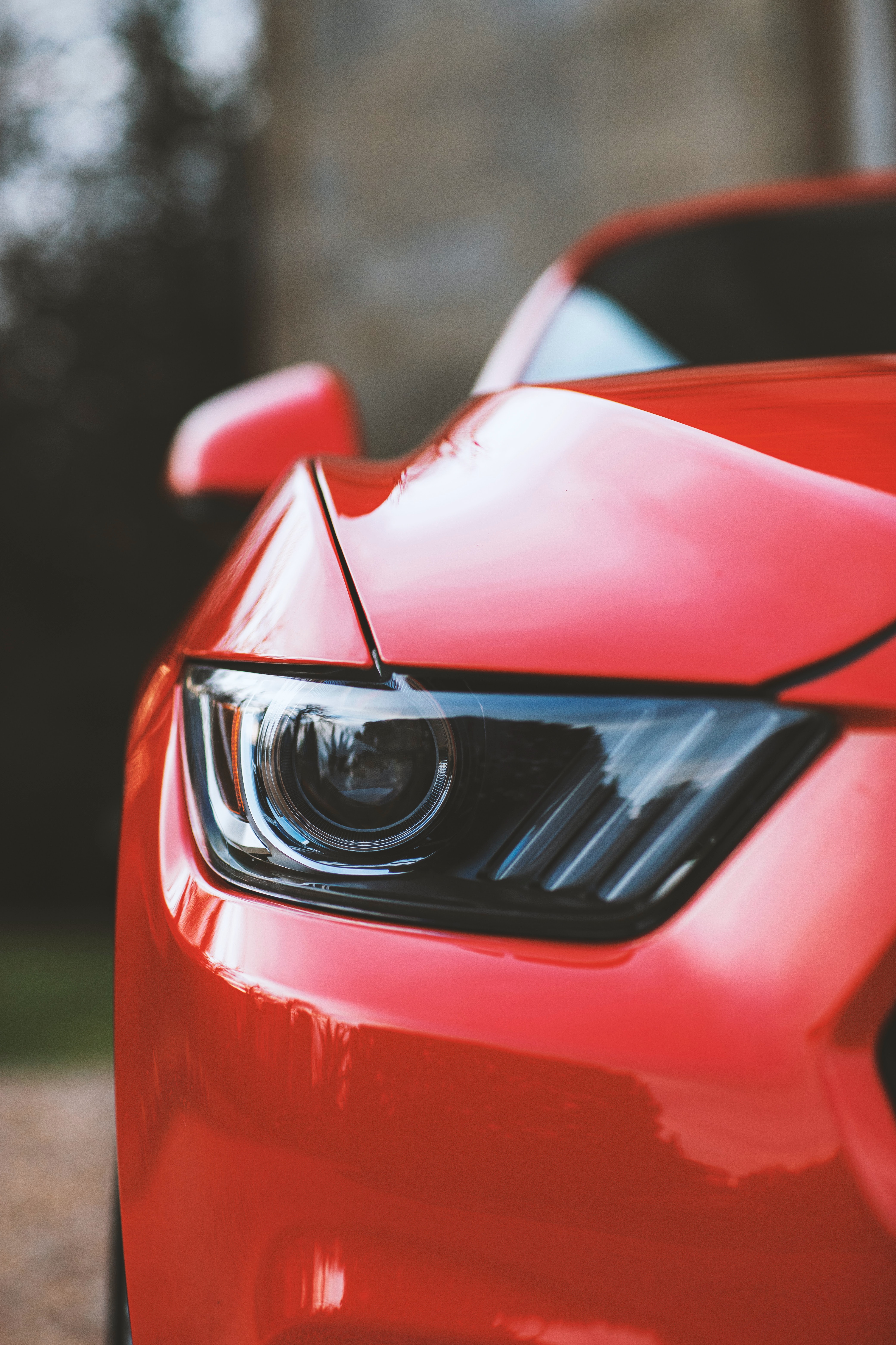 cars, red, car, front view, machine, headlight