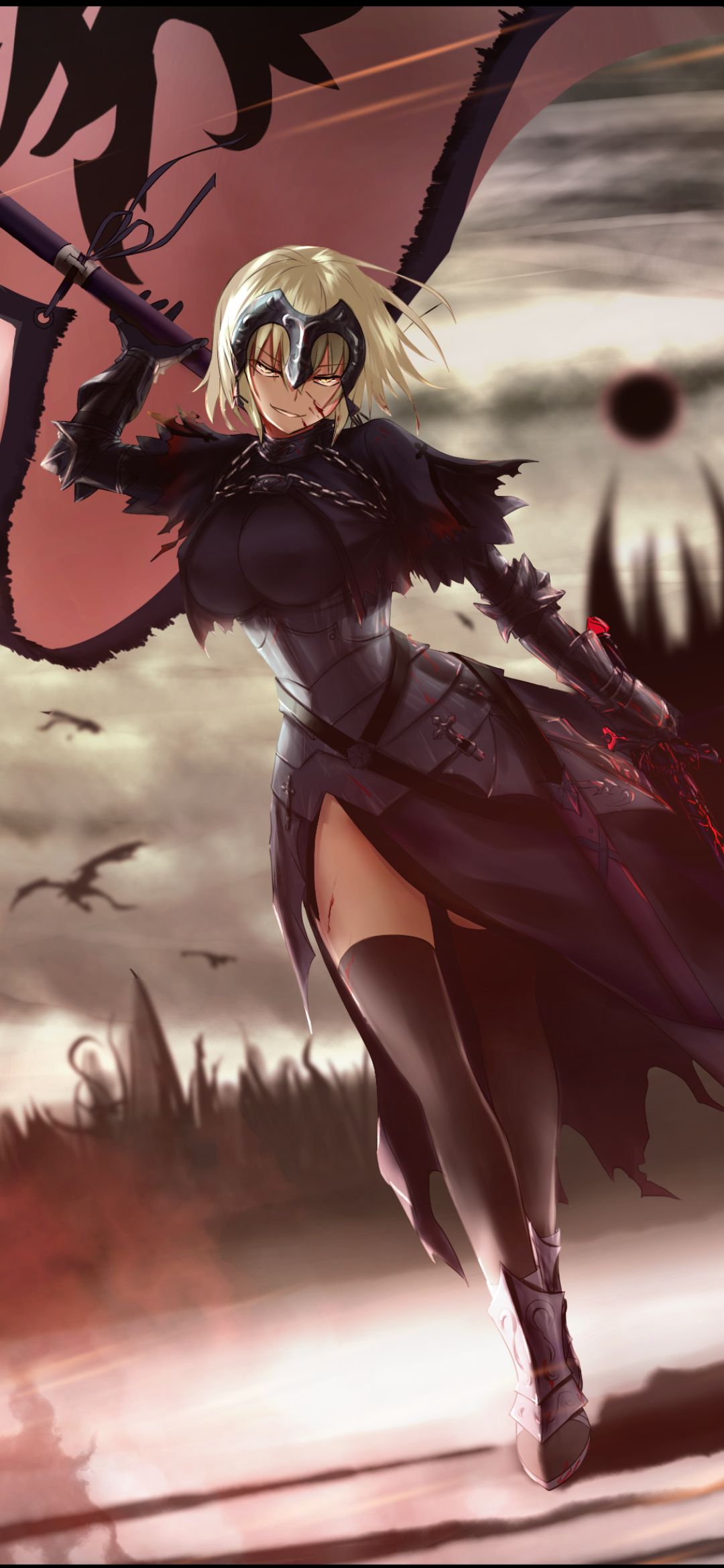 Download mobile wallpaper Anime, Blonde, Yellow Eyes, Short Hair, Woman Warrior, Fate (Series), Fate/grand Order, Jeanne D'arc Alter, Avenger (Fate/grand Order), Fate Series for free.
