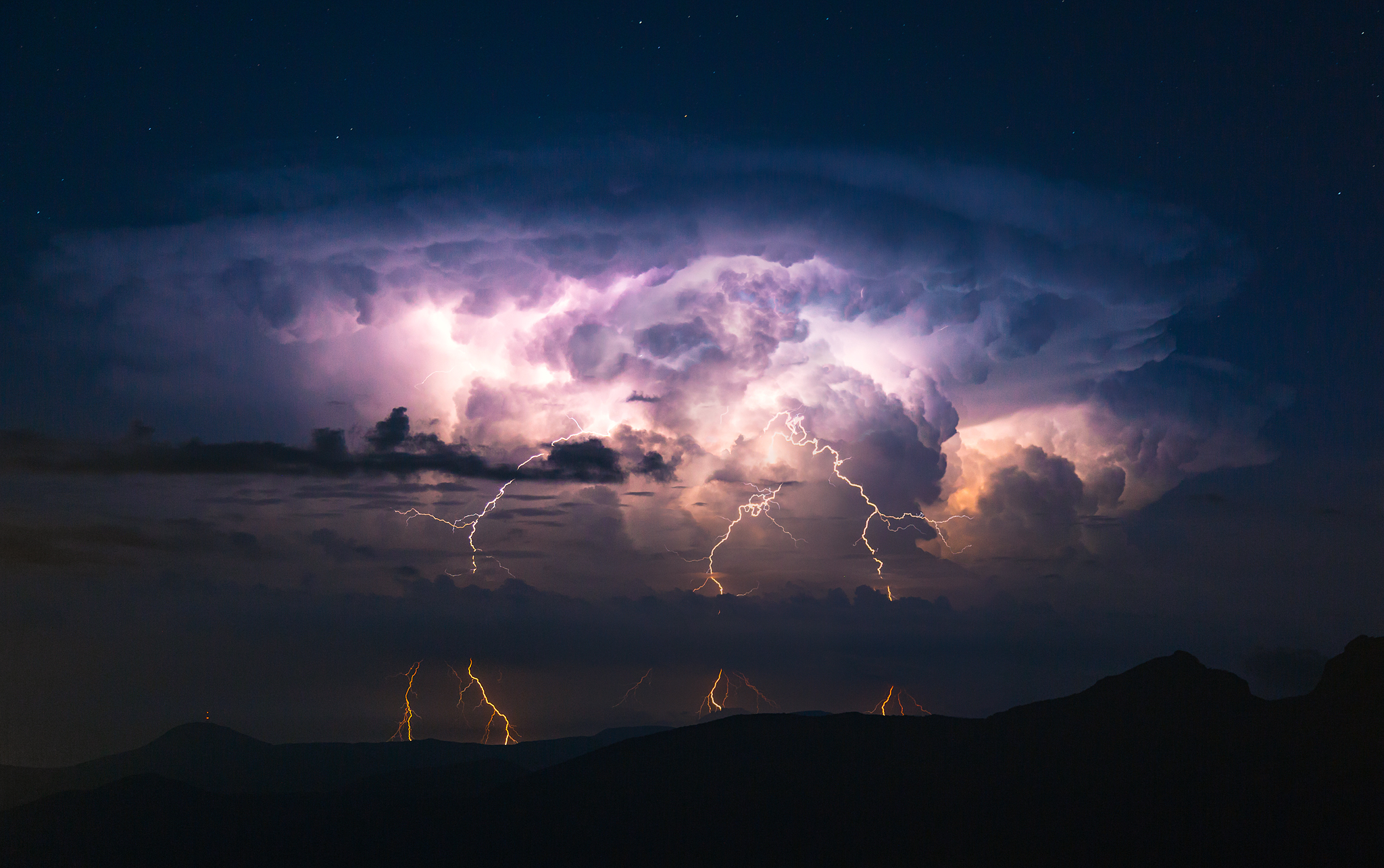 Free download wallpaper Sky, Night, Lightning, Storm, Cloud, Photography on your PC desktop