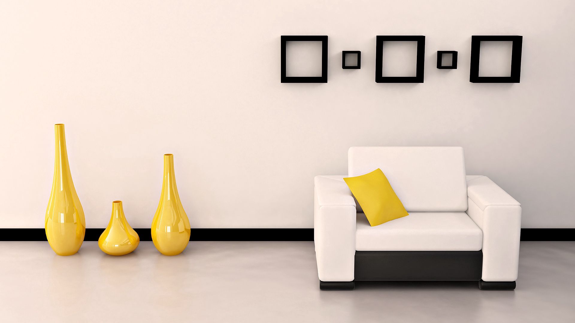 room, miscellanea, miscellaneous, wall, armchair, vases HD wallpaper