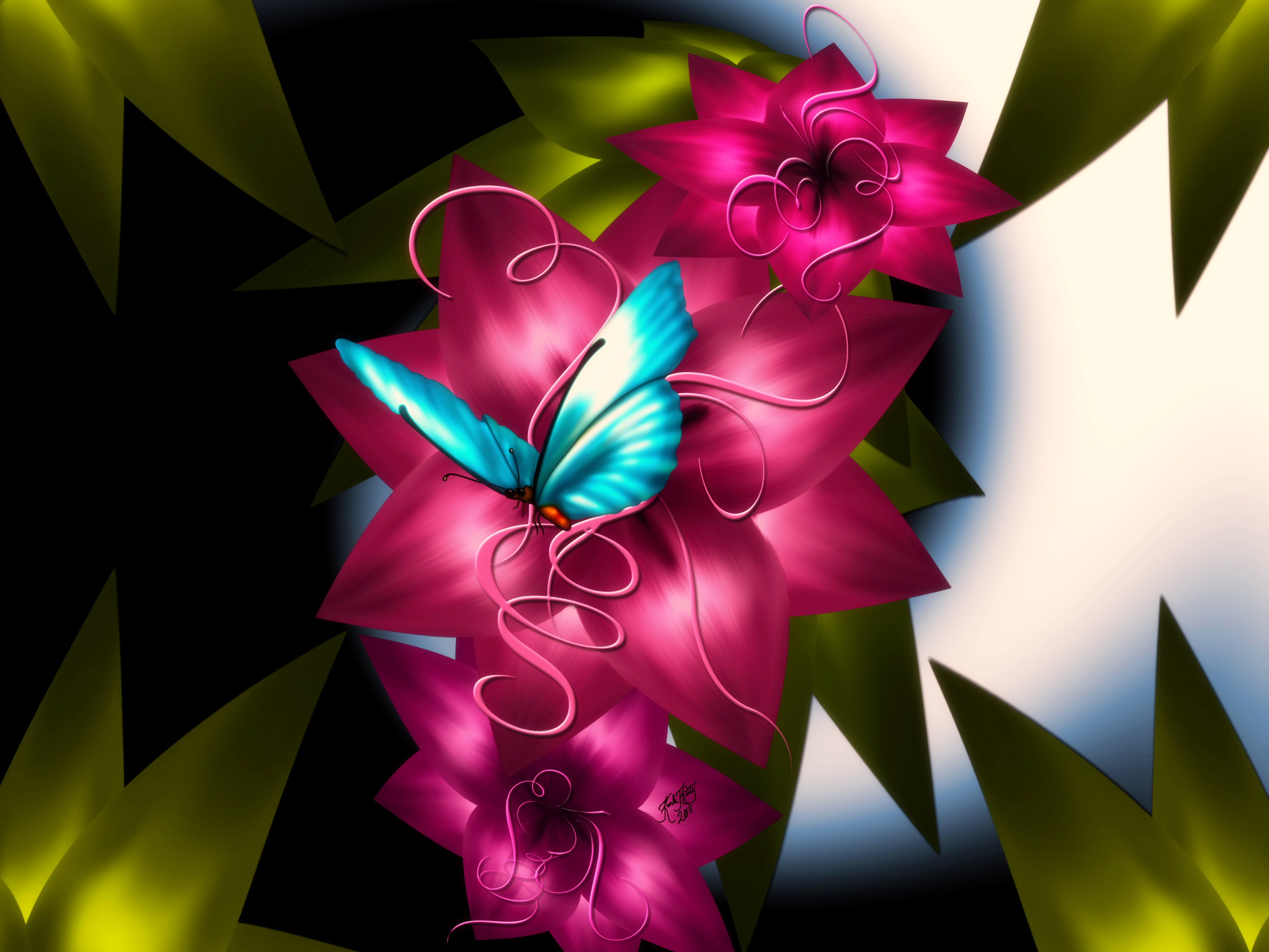 Free download wallpaper Flower, Butterfly, Purple, Artistic on your PC desktop