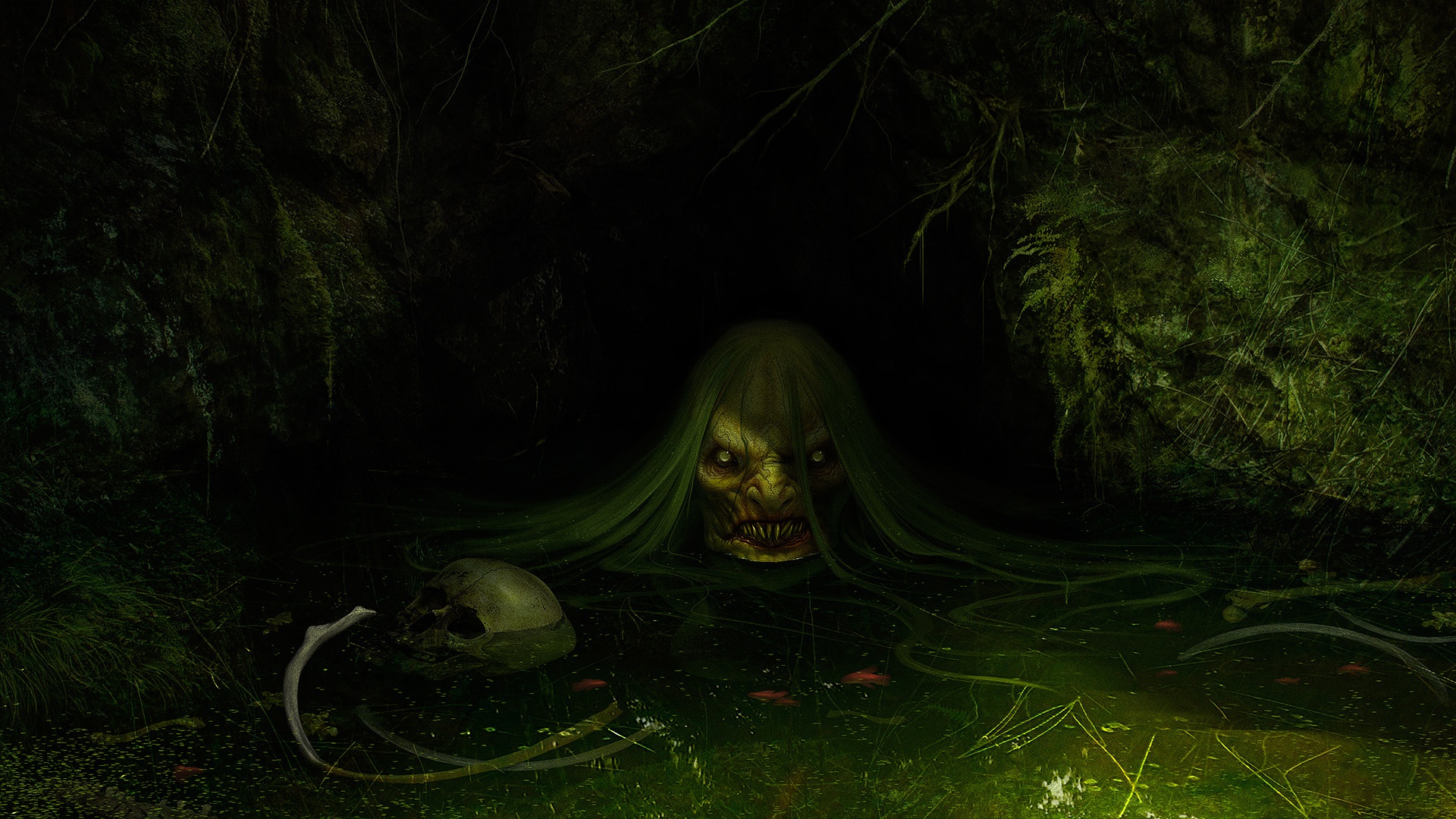 Download mobile wallpaper Swamp, Dark, Creature, Creepy for free.